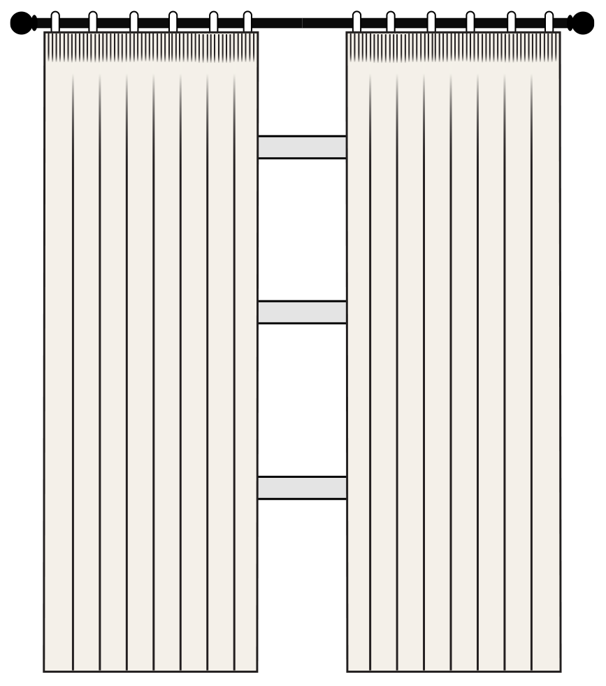 Pencil pleat panel illustration