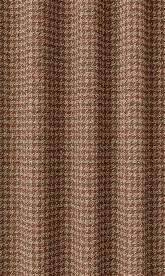 Houndstooth Print Drapery (Red & Beige)