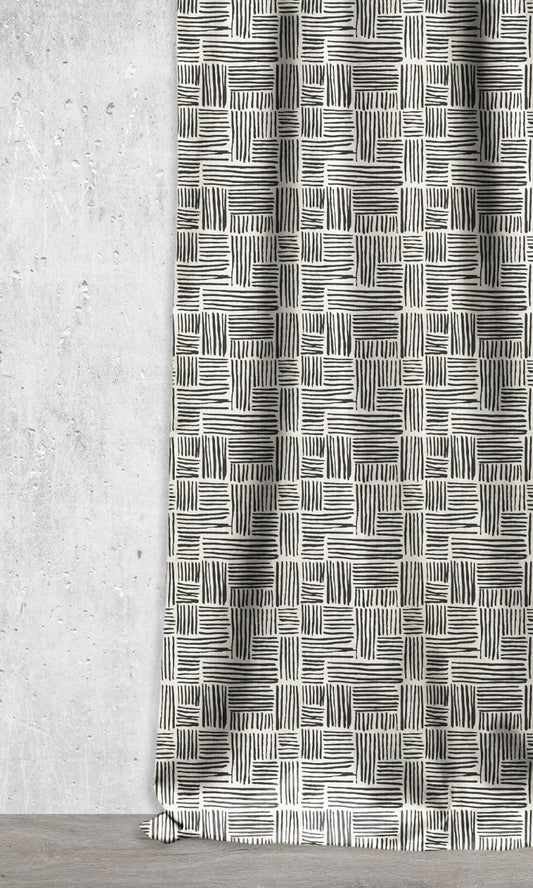 Modern Print Home Décor Fabric Sample (Black/ Ivory)