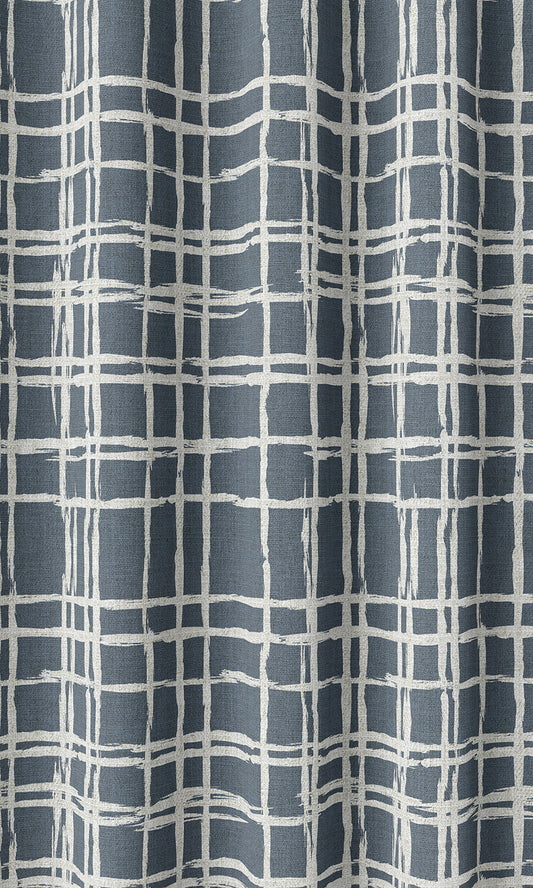 Abstract Patterned Home Décor Fabric By the Metre (Petrol Blue/ White)