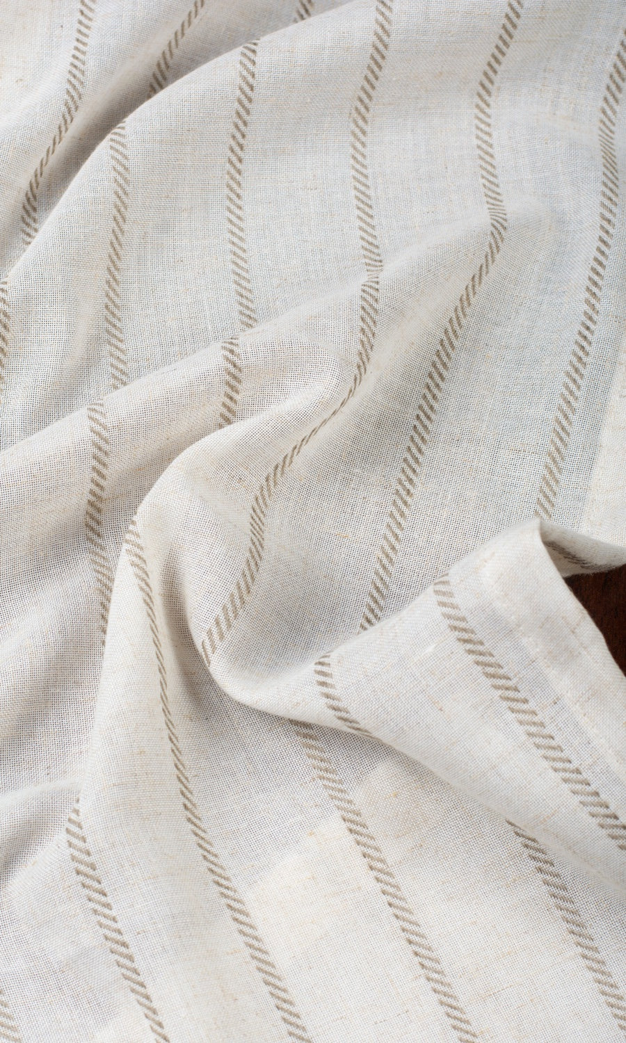 Striped Sheer Fabric By the Yard for Curtains & Drapes (Cream/ Brown)
