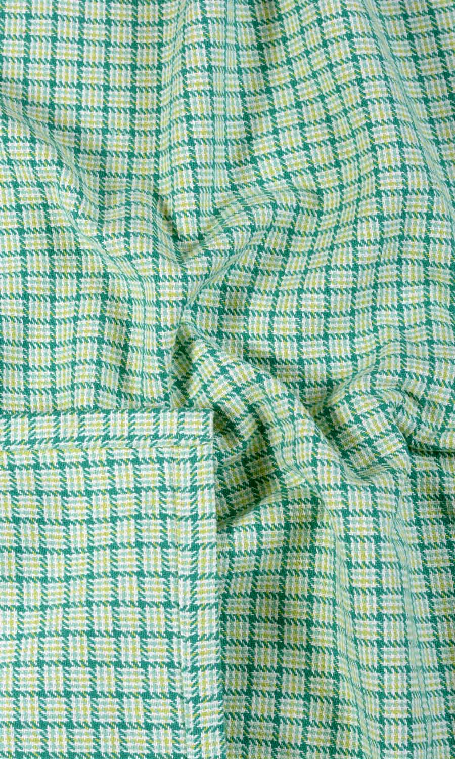 Basketweave Cotton Fabric Sample for Curtains & Drapes (Green/ Blue)