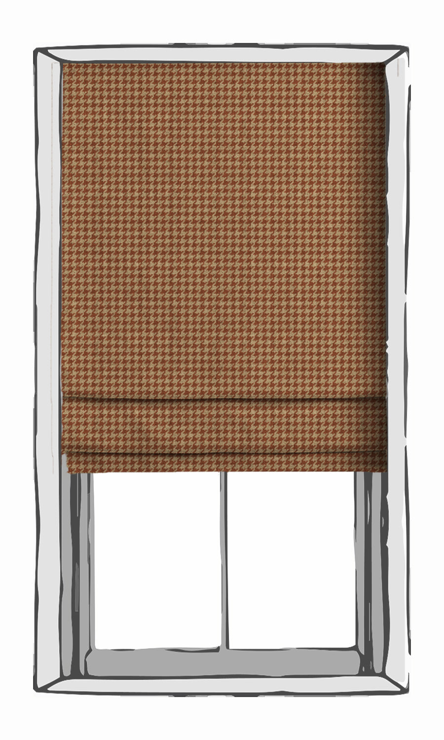 Houndstooth Print Window Treatments Fabric Sample (Red & Beige)