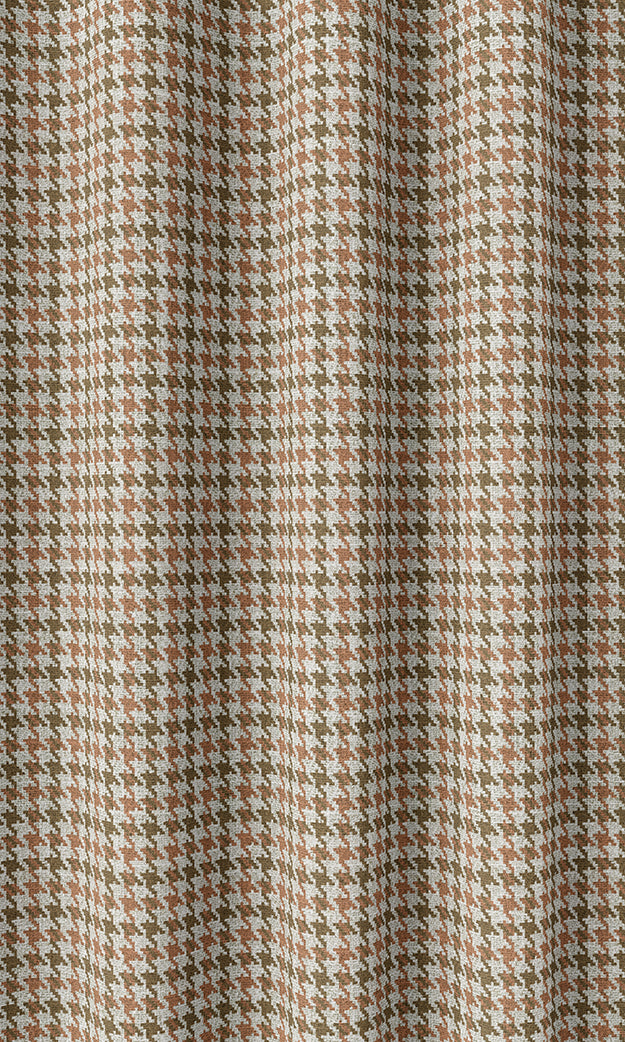 Houndstooth Home Décor Fabric By the Metre (Orange & Green)