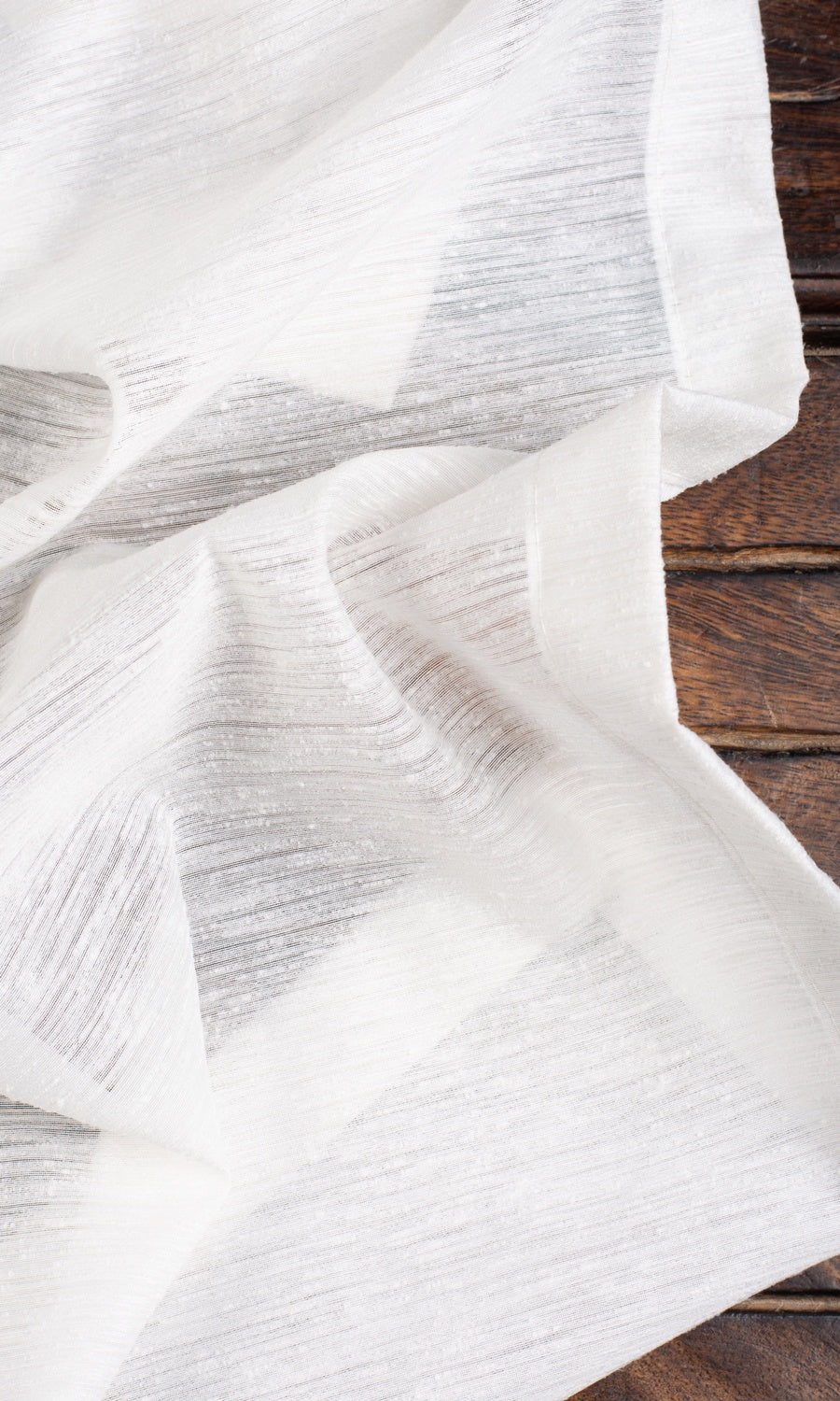 Textured Semi-Sheer Home Textile Fabric Material Sample (White)