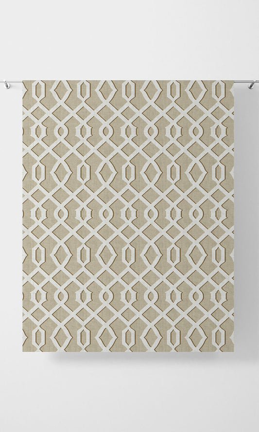 Trellis Patterned Curtains (Beige & White)