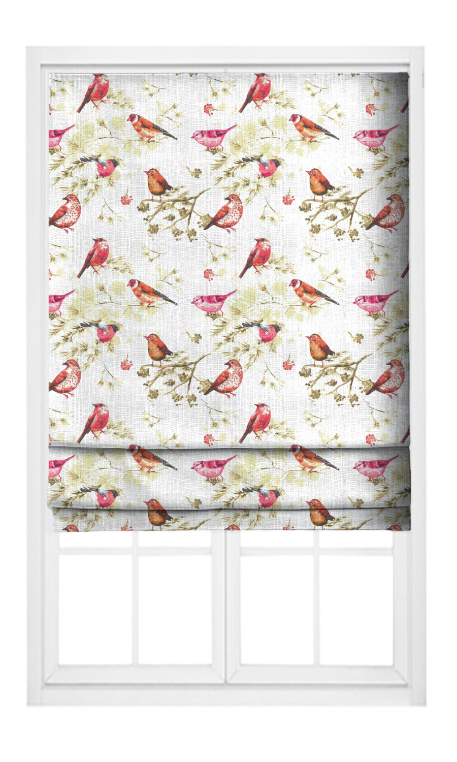 Bird-Print Cotton Home Textile Fabric Material Sample (Orange/ Pink/ White)