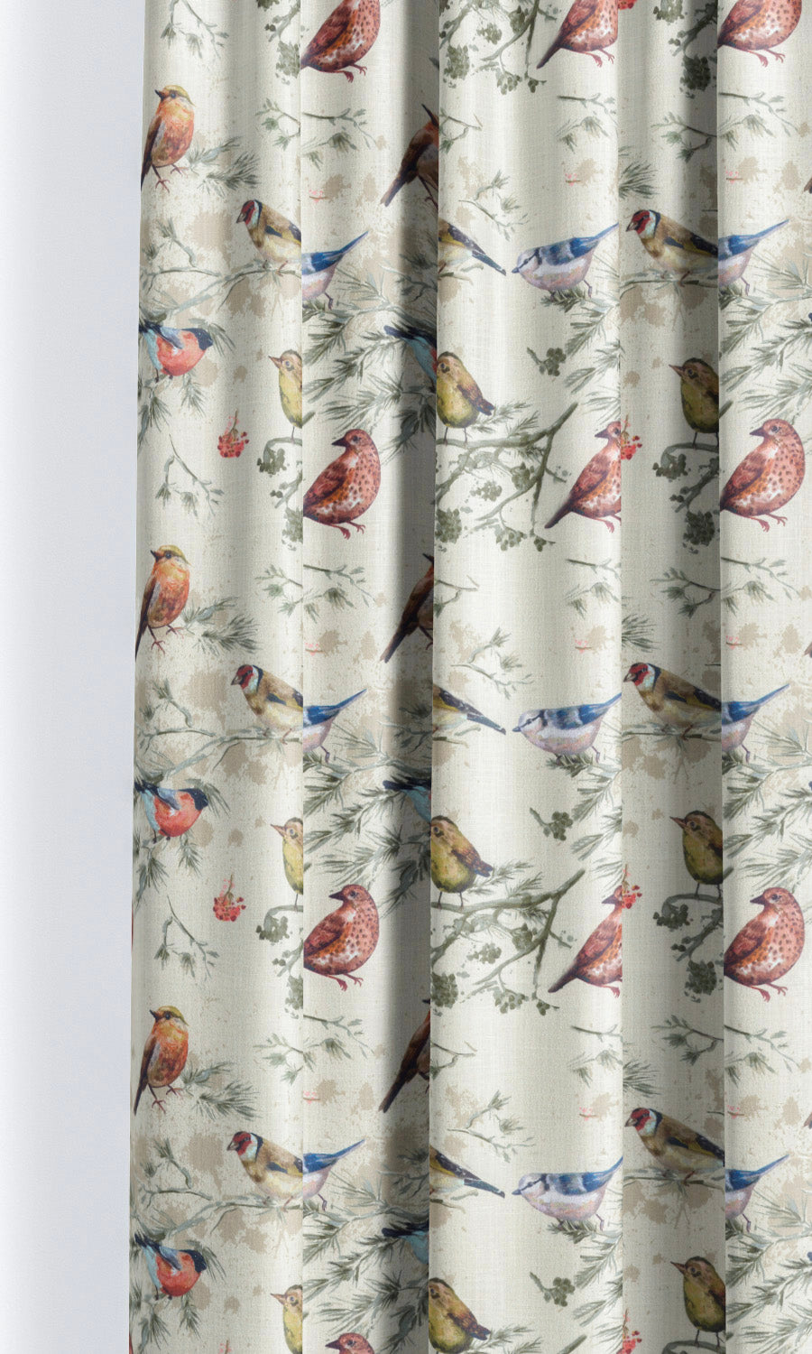 Bird-Print Cotton Home Décor Fabric Sample (Red/ Gray/ Blue/ Beige)