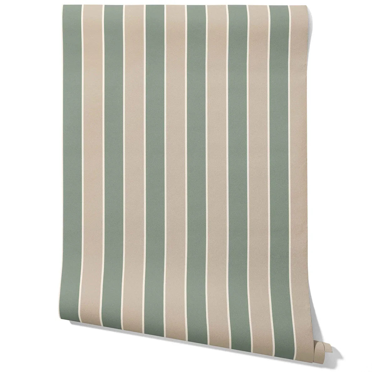 Geometric Striped Traditional Wallpaper (Green / Beige)