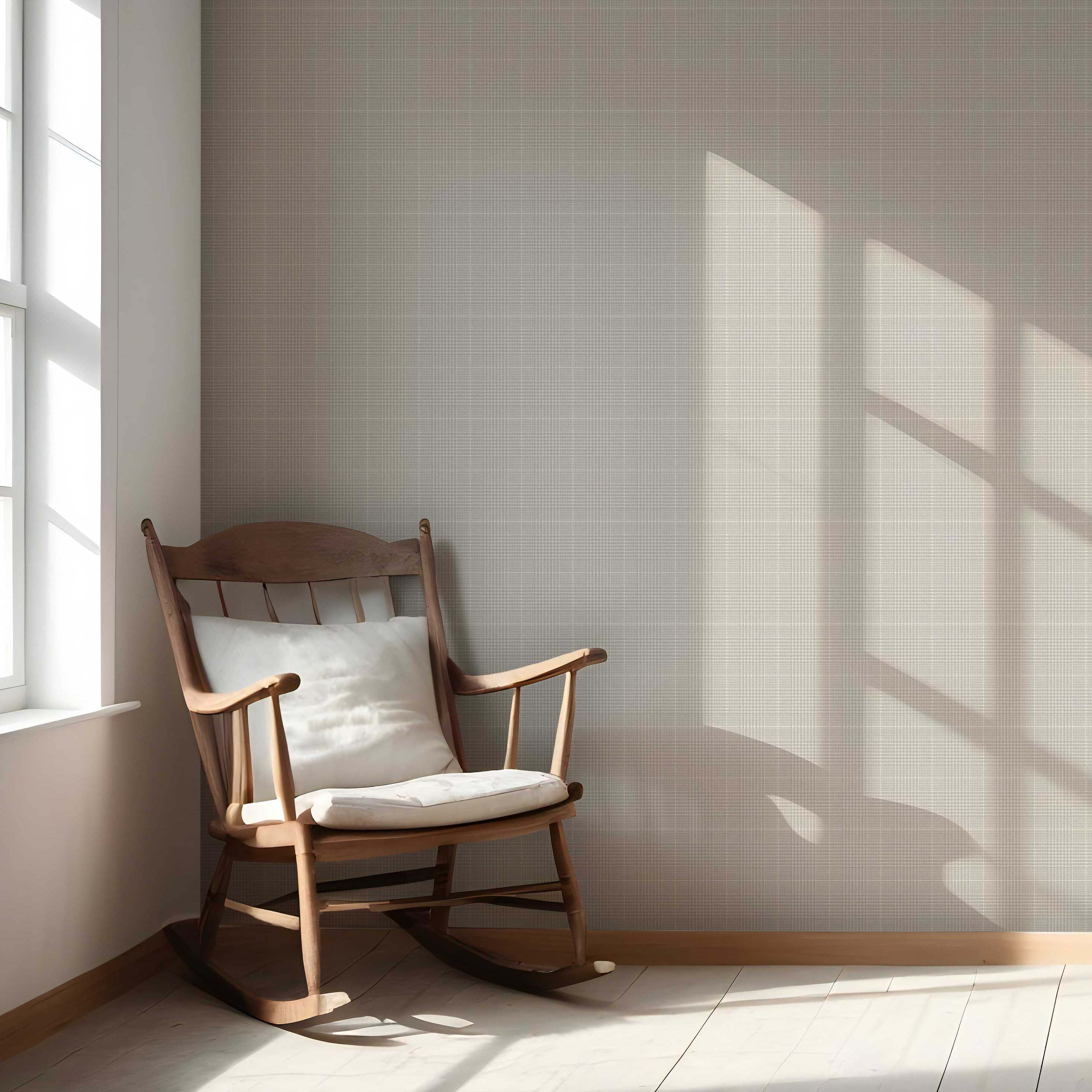 Neutral Textured Check/ Geometric Nursery Wallpaper Sample (Taupe/ Grey)
