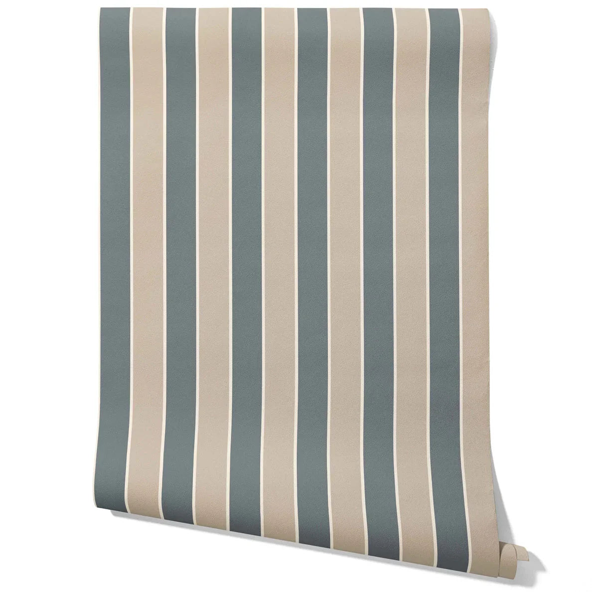 Neutral Geometric Striped Traditional Wallpaper (Stone Blue/ Beige)