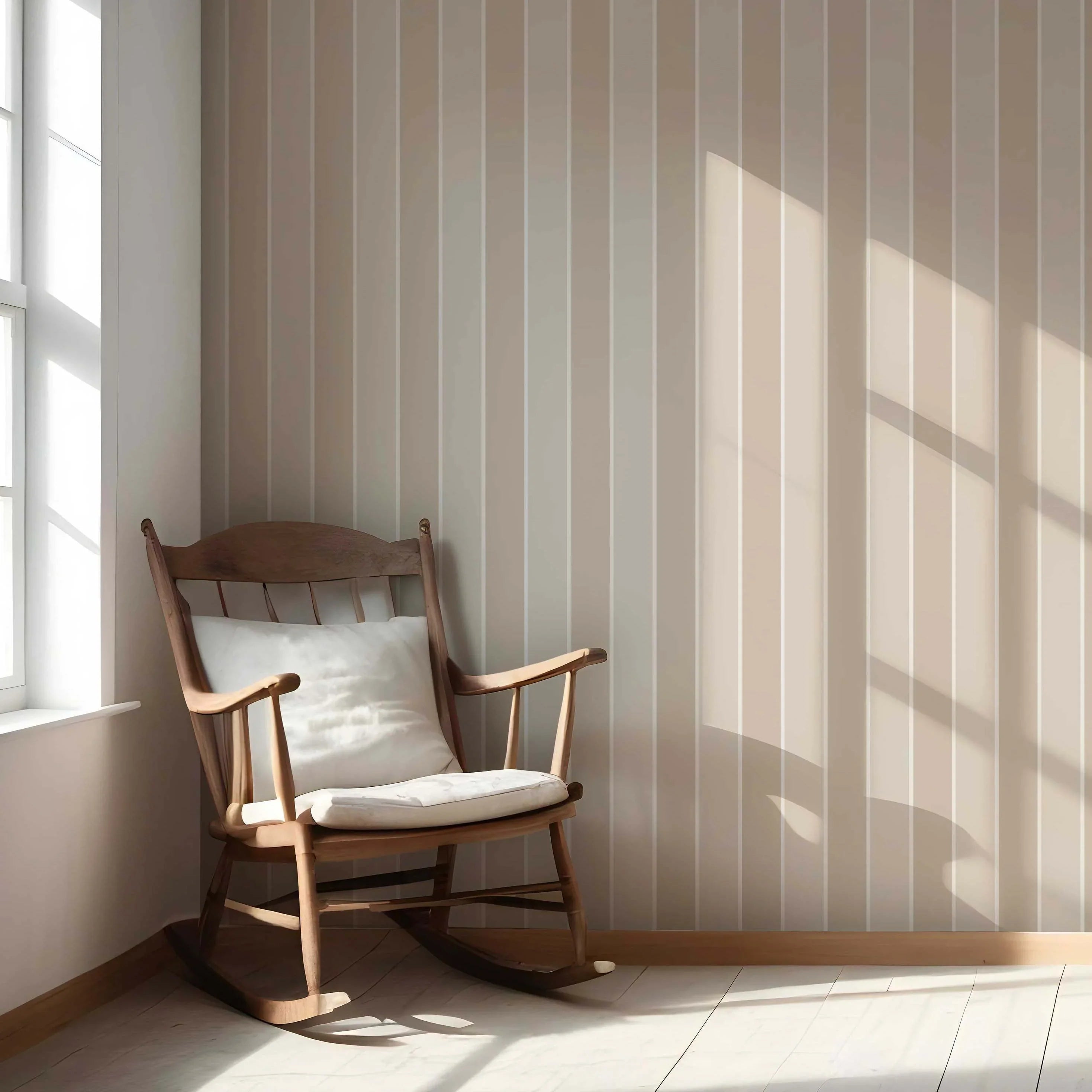 Neutral Geometric Striped Living Room Wallpaper (Beige/ Cream)