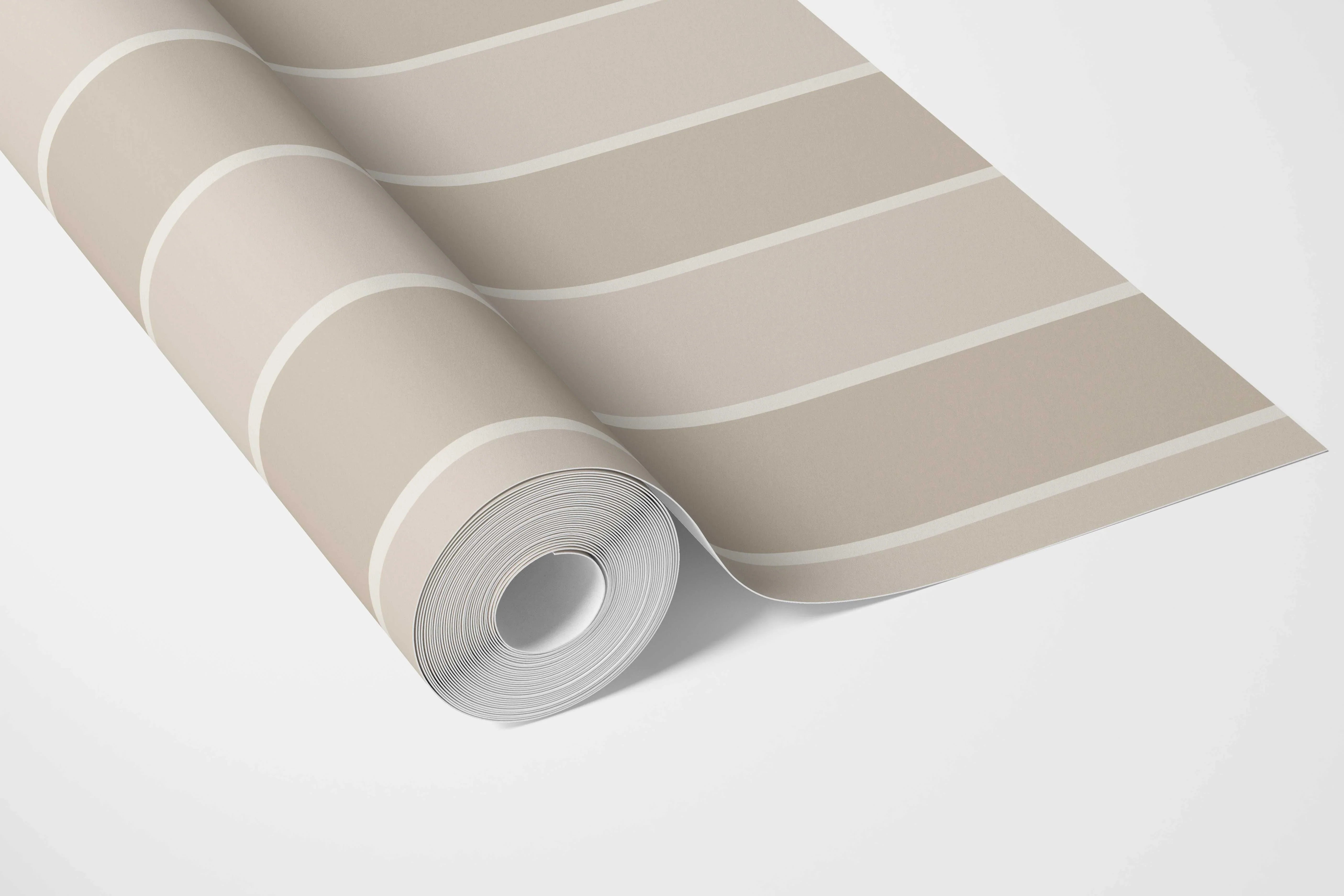 Neutral Geometric Striped Nursery Wallpaper (Beige/ Cream)