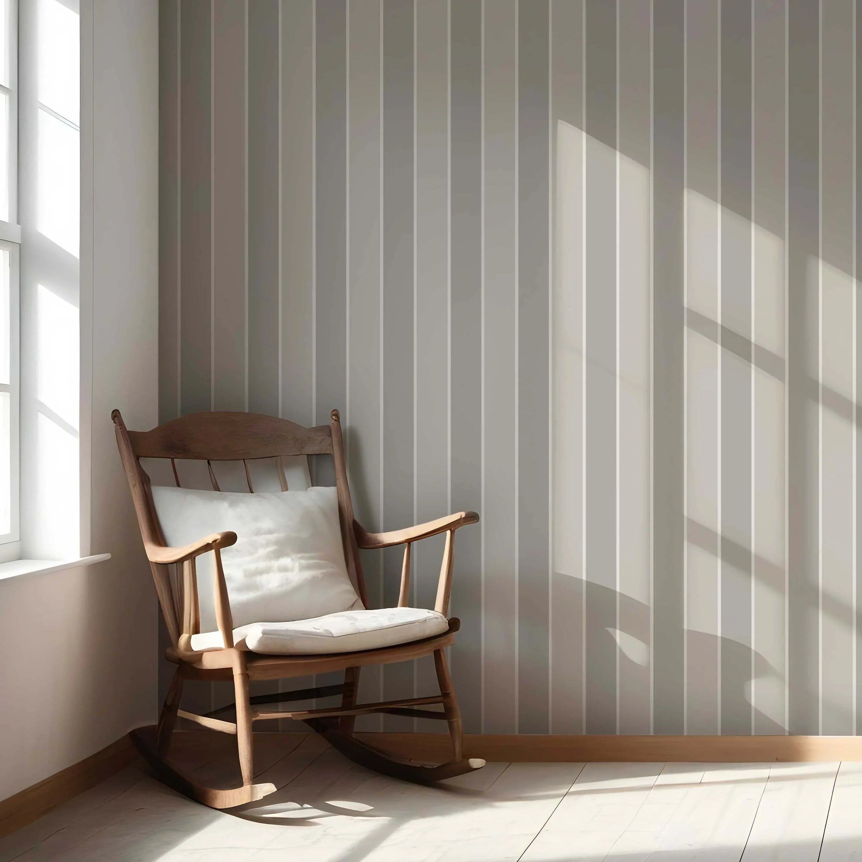 Neutral Geometric Striped Living Room Wallpaper (Grey/ Beige/ Taupe)