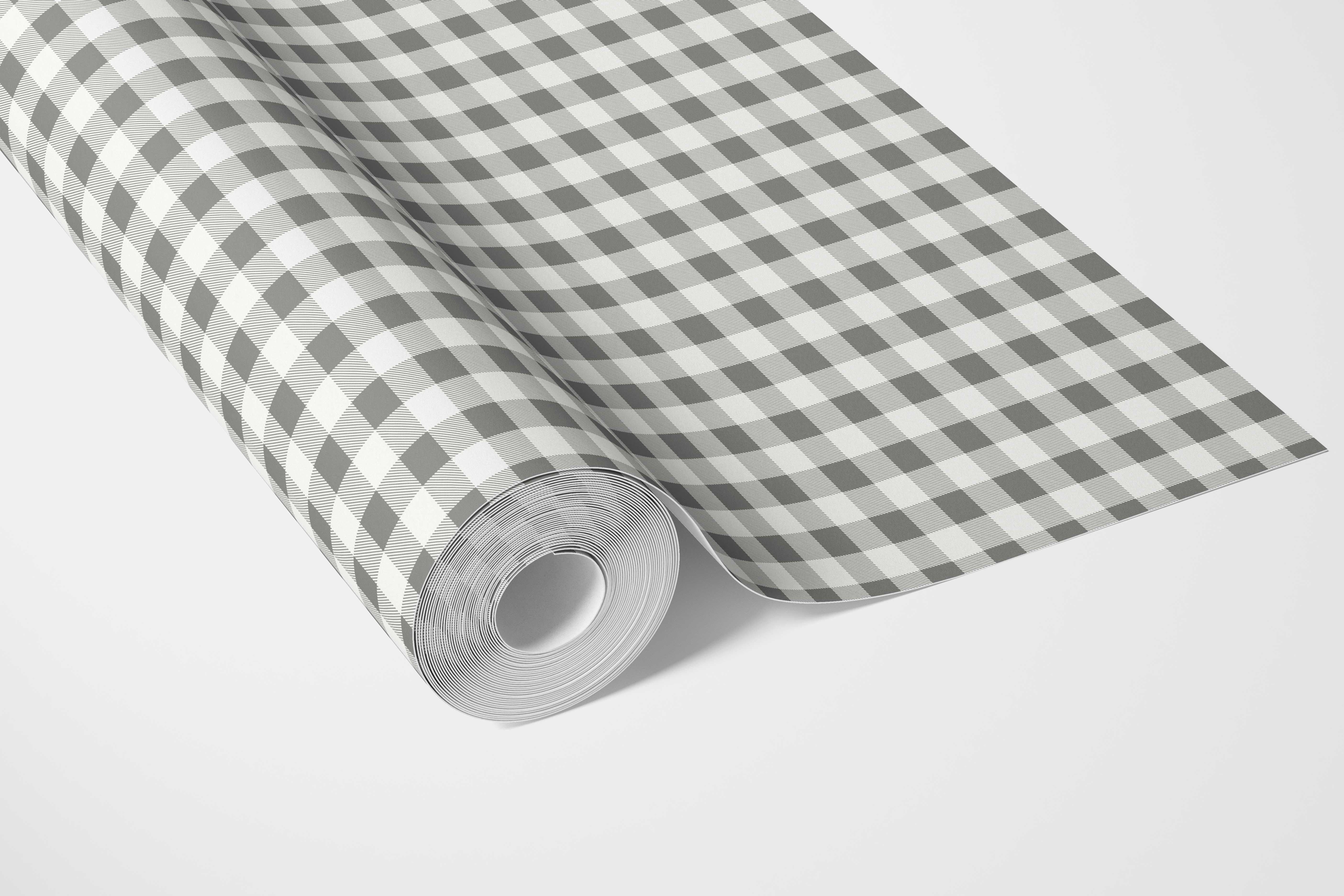 Neutral Gingham Checkered Bathroom Wallpaper (Grey)