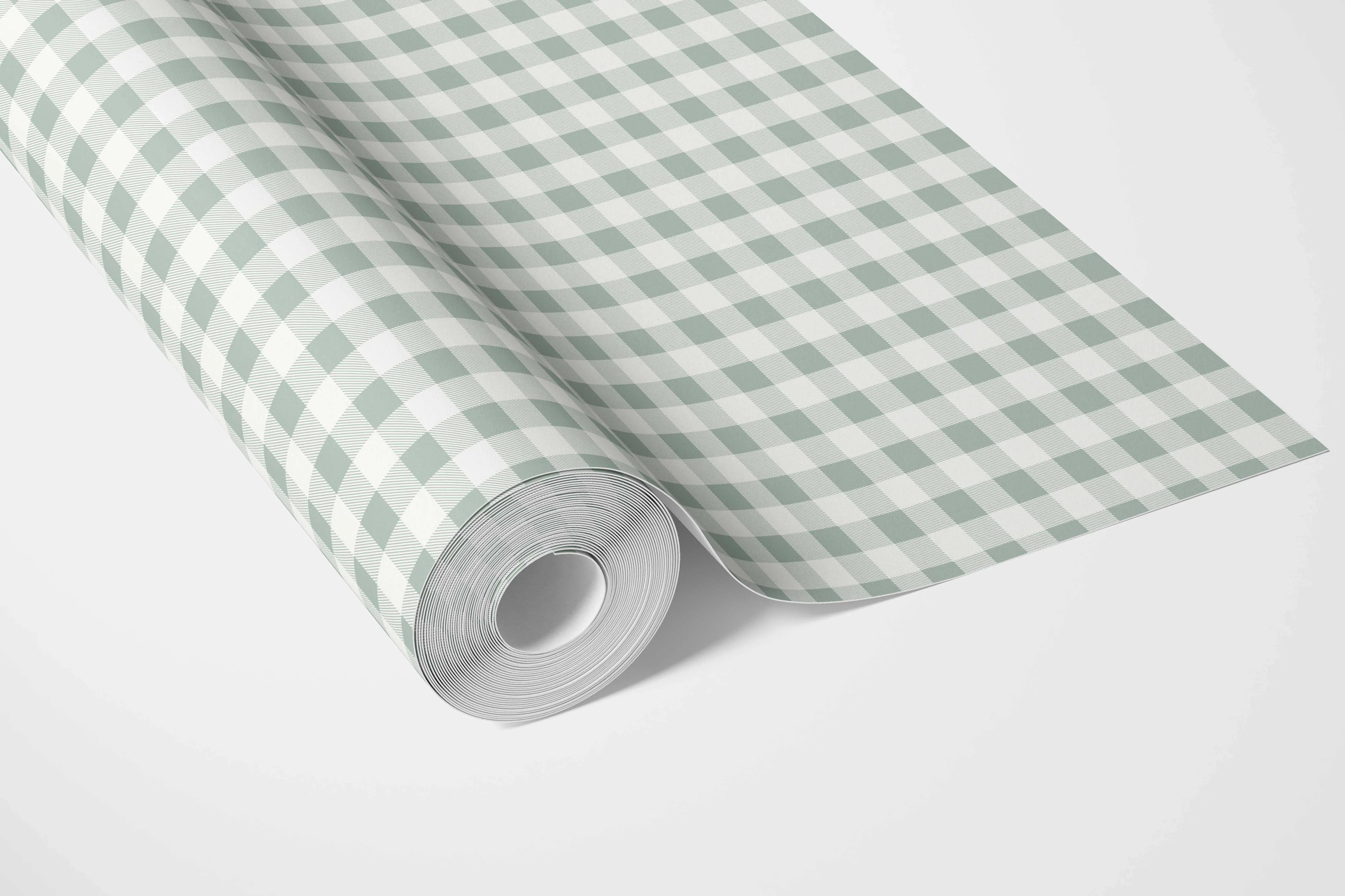 Gingham Checkered Bathroom Wallpaper Sample (Duck Egg Blue)