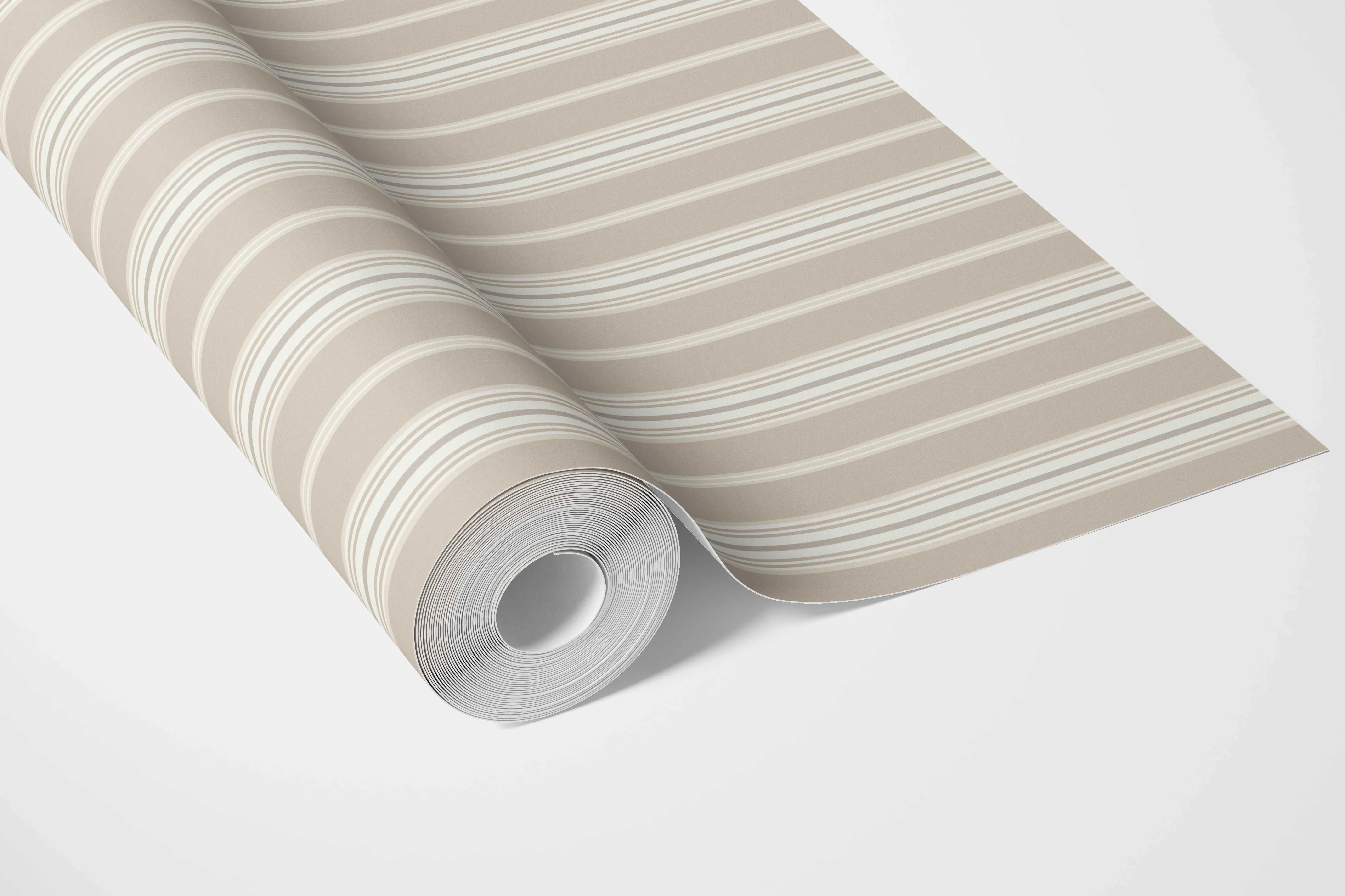 Neutral Geometric Striped Nursery Wallpaper (Beige/ Brown/ Warm Grey)