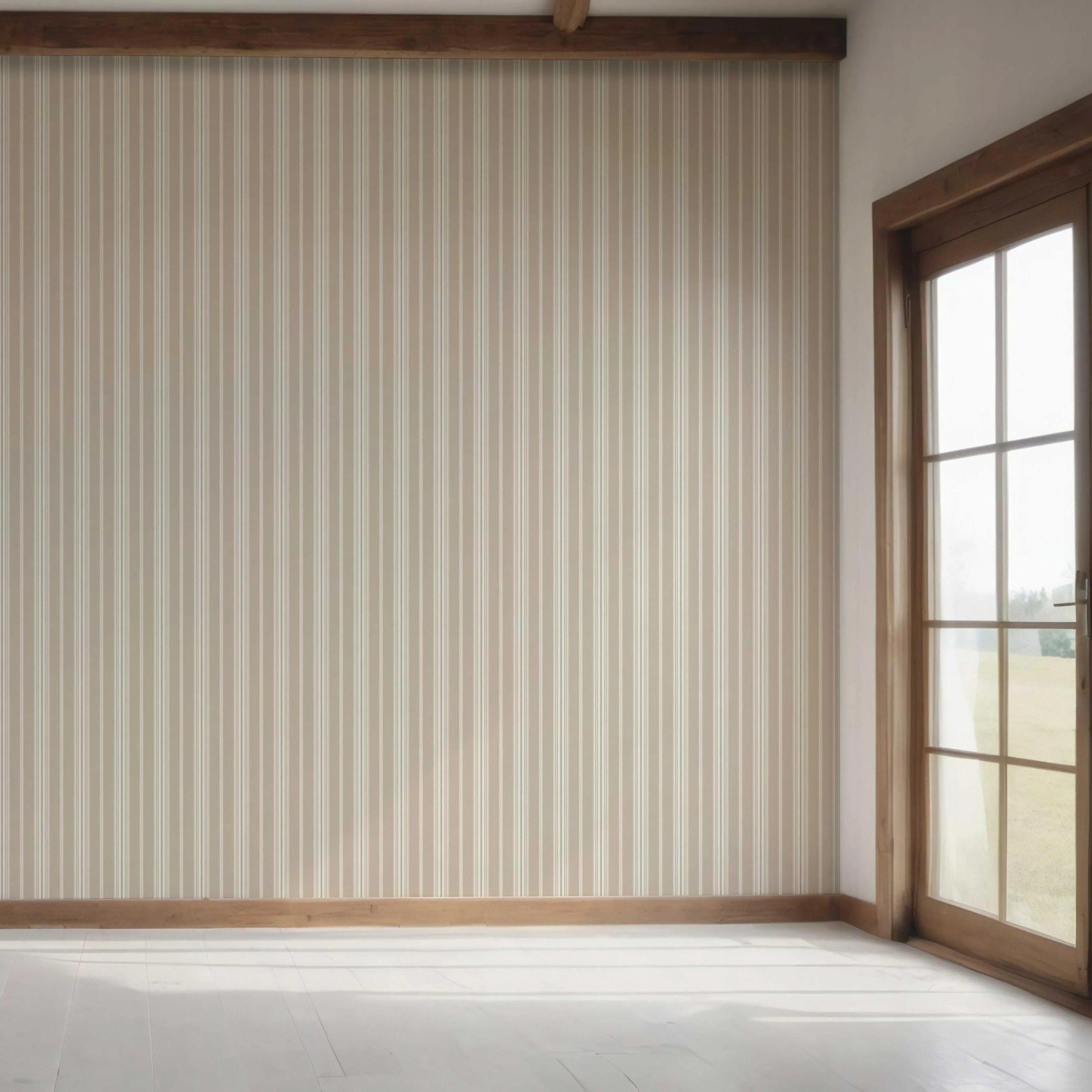 Neutral Geometric Striped Bedroom Wallpaper Sample (Beige/ Brown/ Warm Grey)