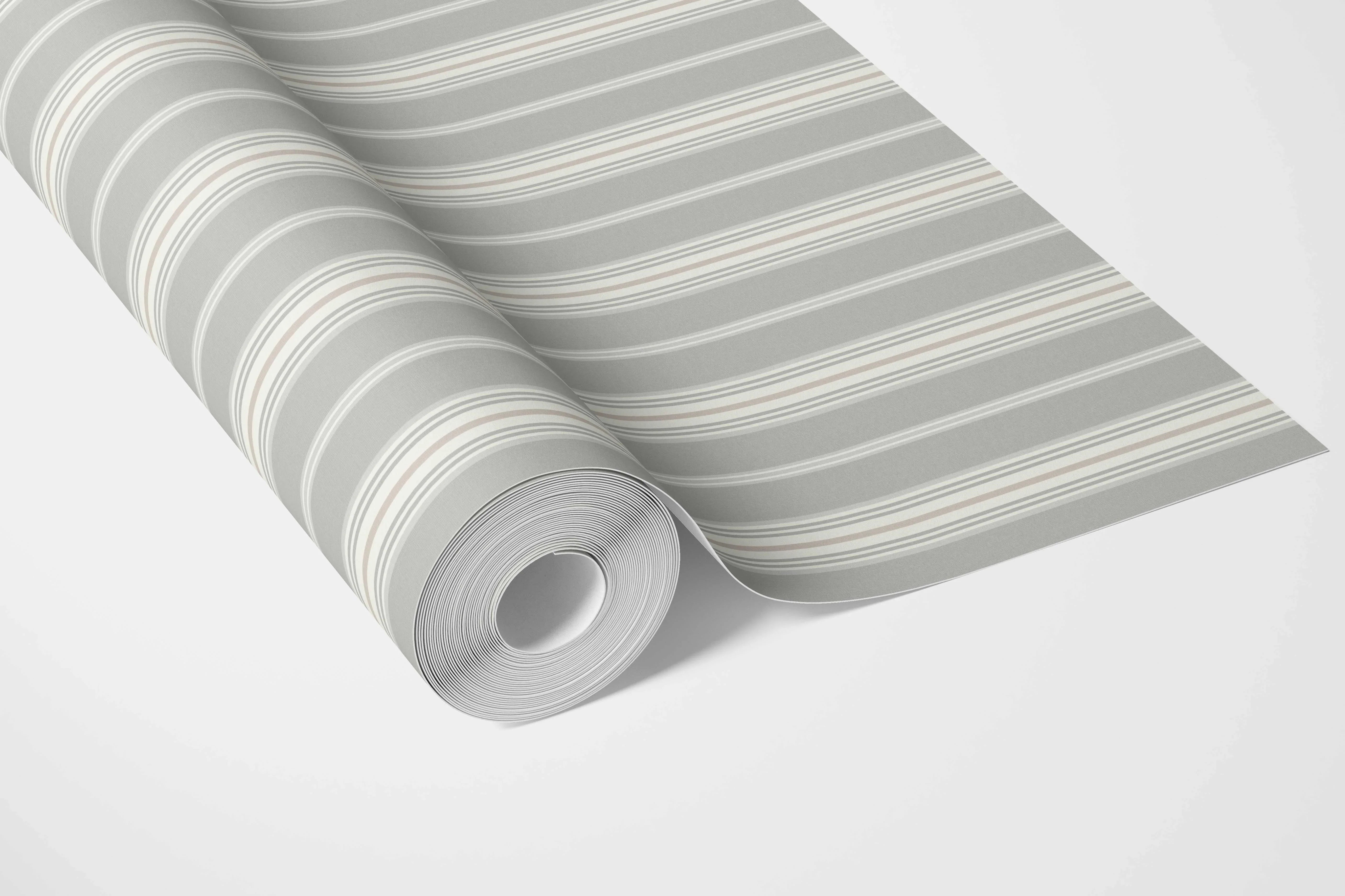 Neutral Geometric Striped Nursery Wallpaper Sample (Grey)