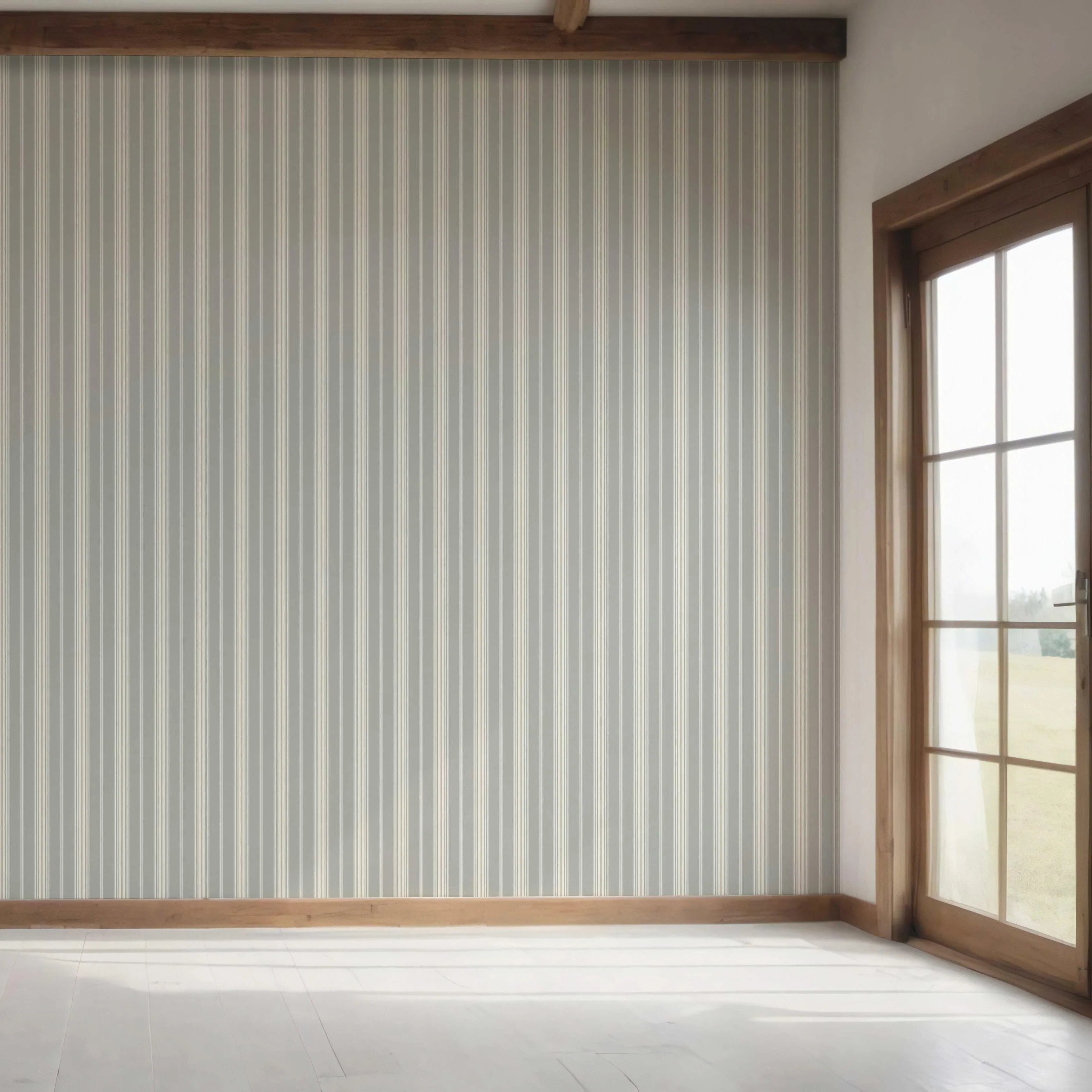 Neutral Geometric Striped Bedroom Wallpaper Sample (Grey)