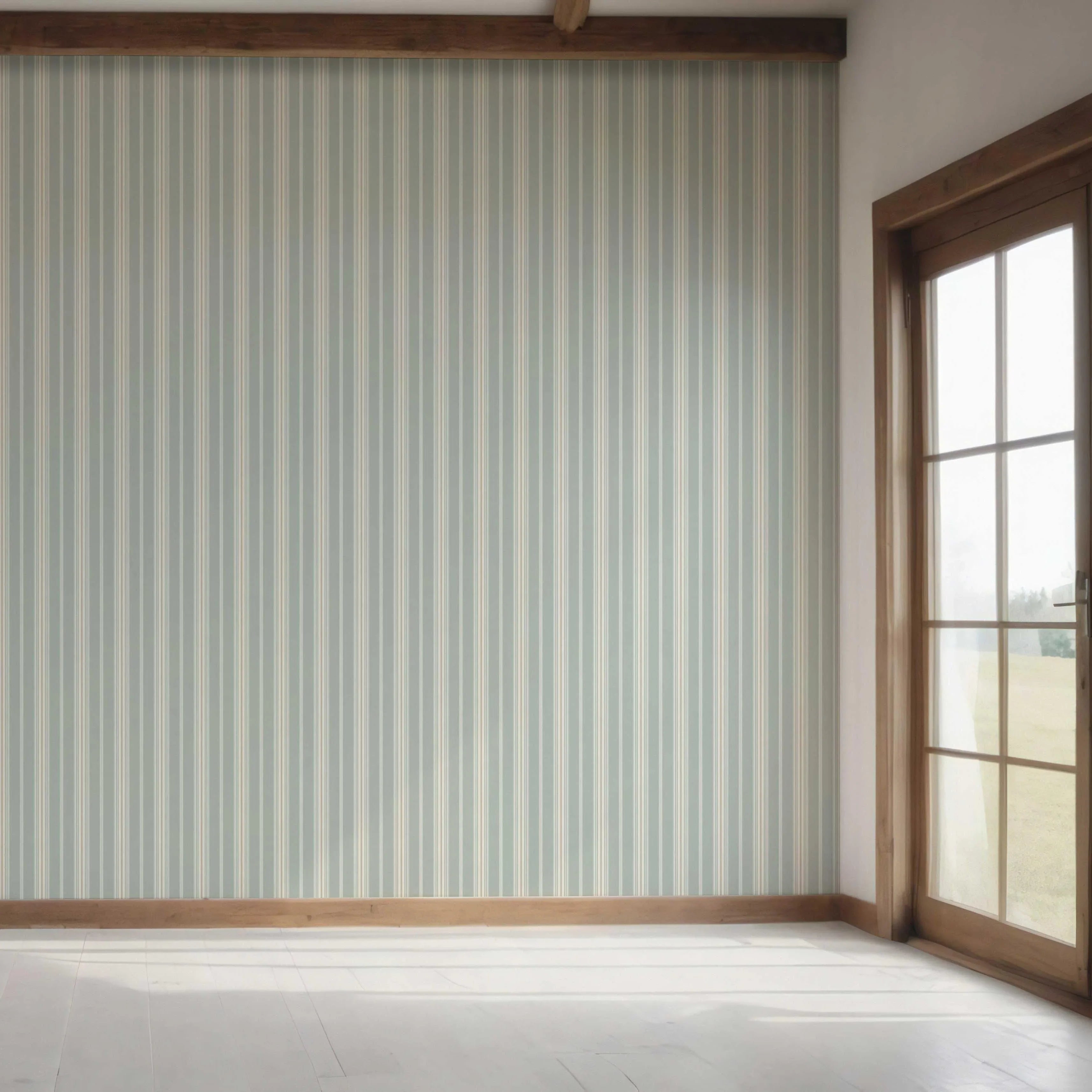 Neutral Geometric Striped Bedroom Wallpaper Sample (Duck Egg Blue)