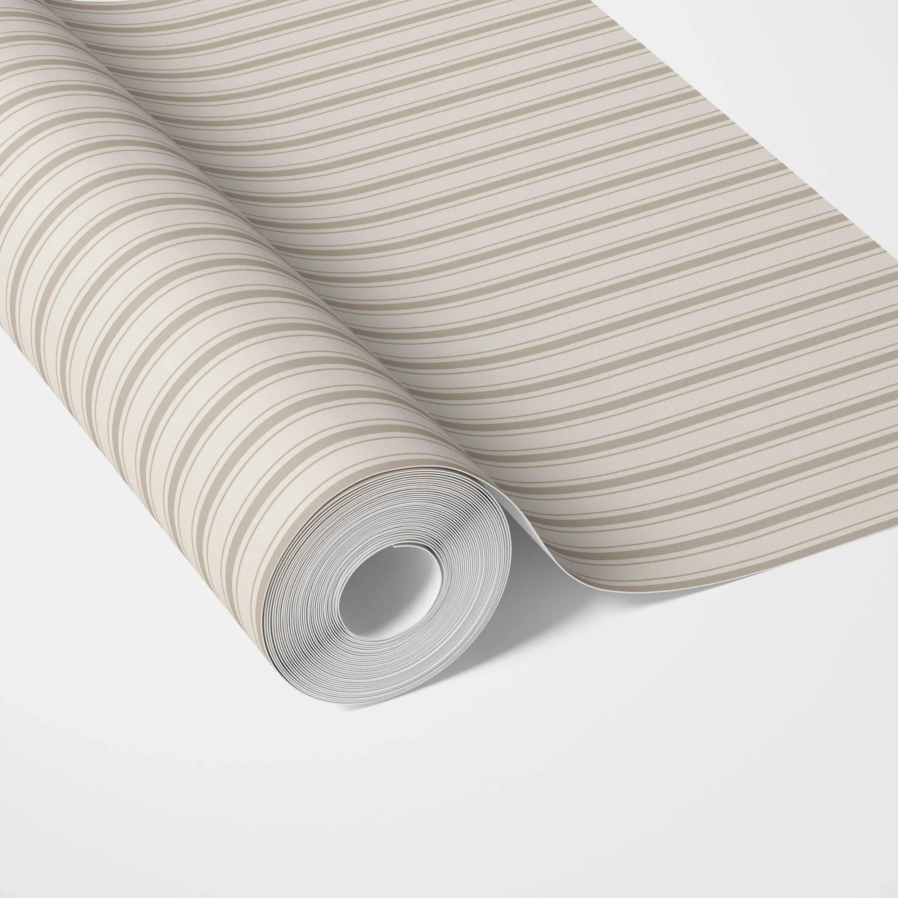 Neutral Geometric Striped Traditional Wallpaper (Beige/ Brown/ Warm Grey)