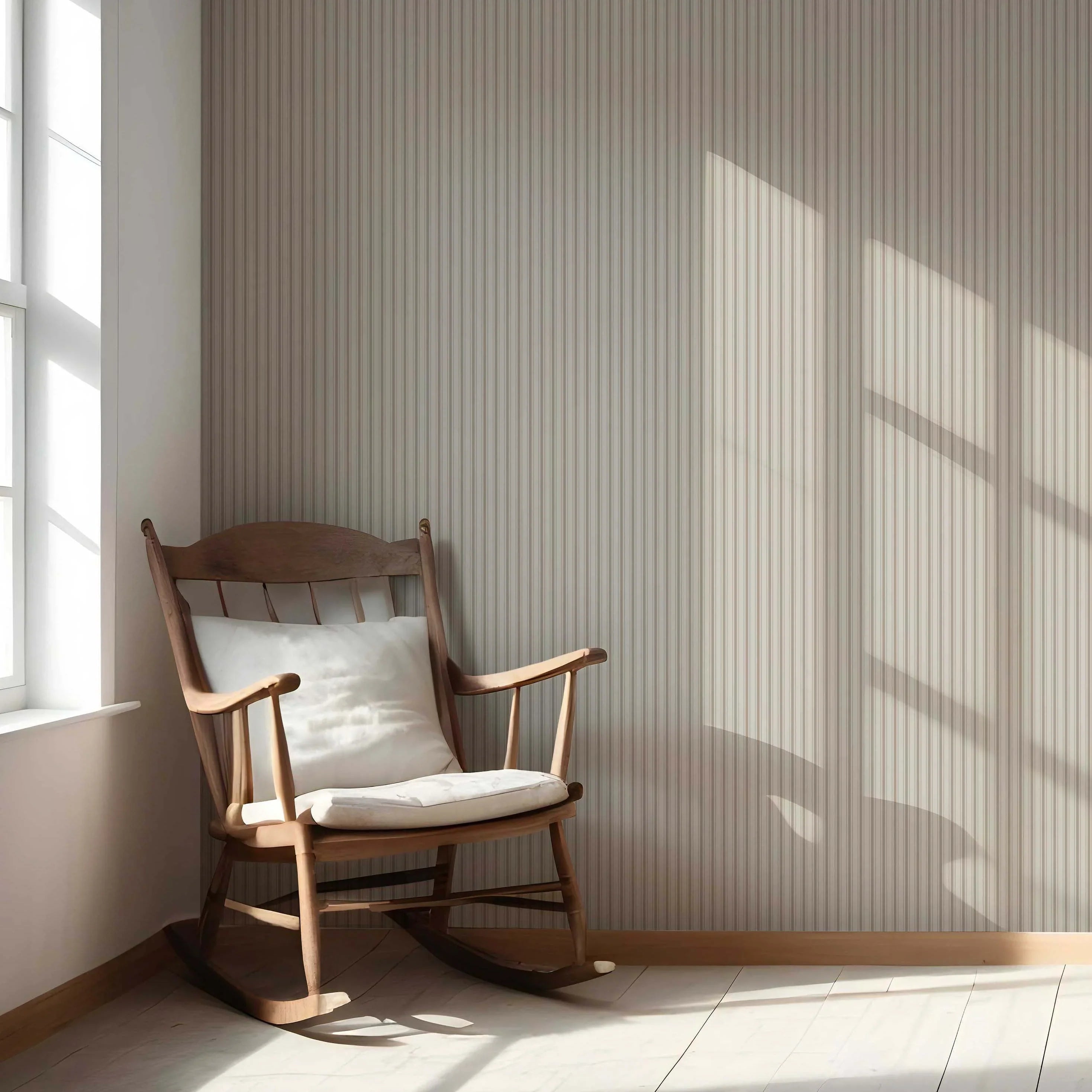 Neutral Geometric Striped Nursery Wallpaper (Beige/ Brown/ Warm Grey)
