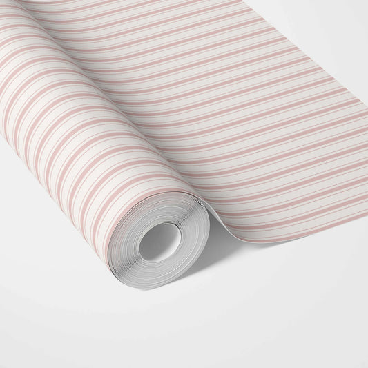 Geometric Striped Traditional Wallpaper (Blush Pink)
