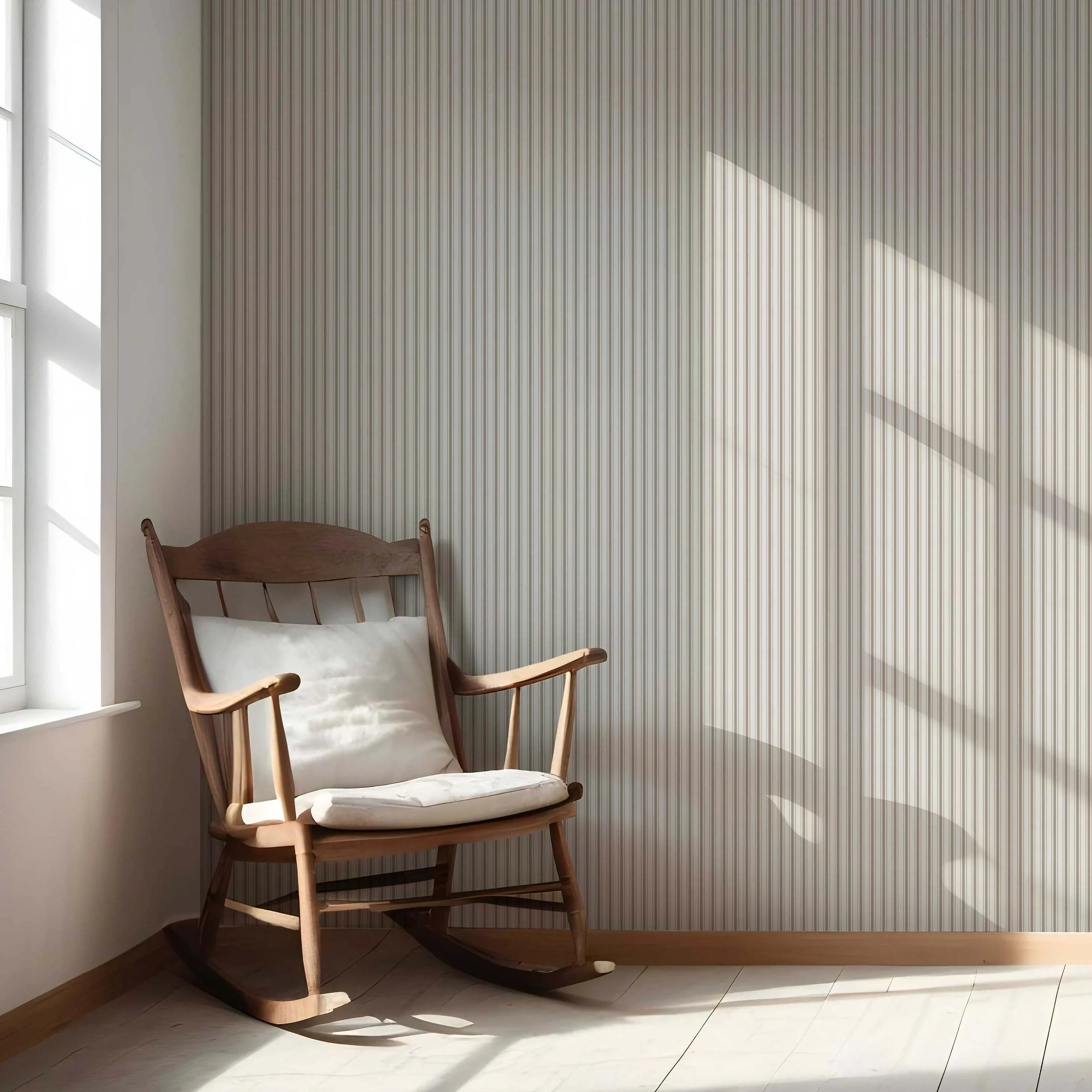 Neutral Geometric Striped Nursery Wallpaper Sample (Greige/ Beige/ Warm Grey)