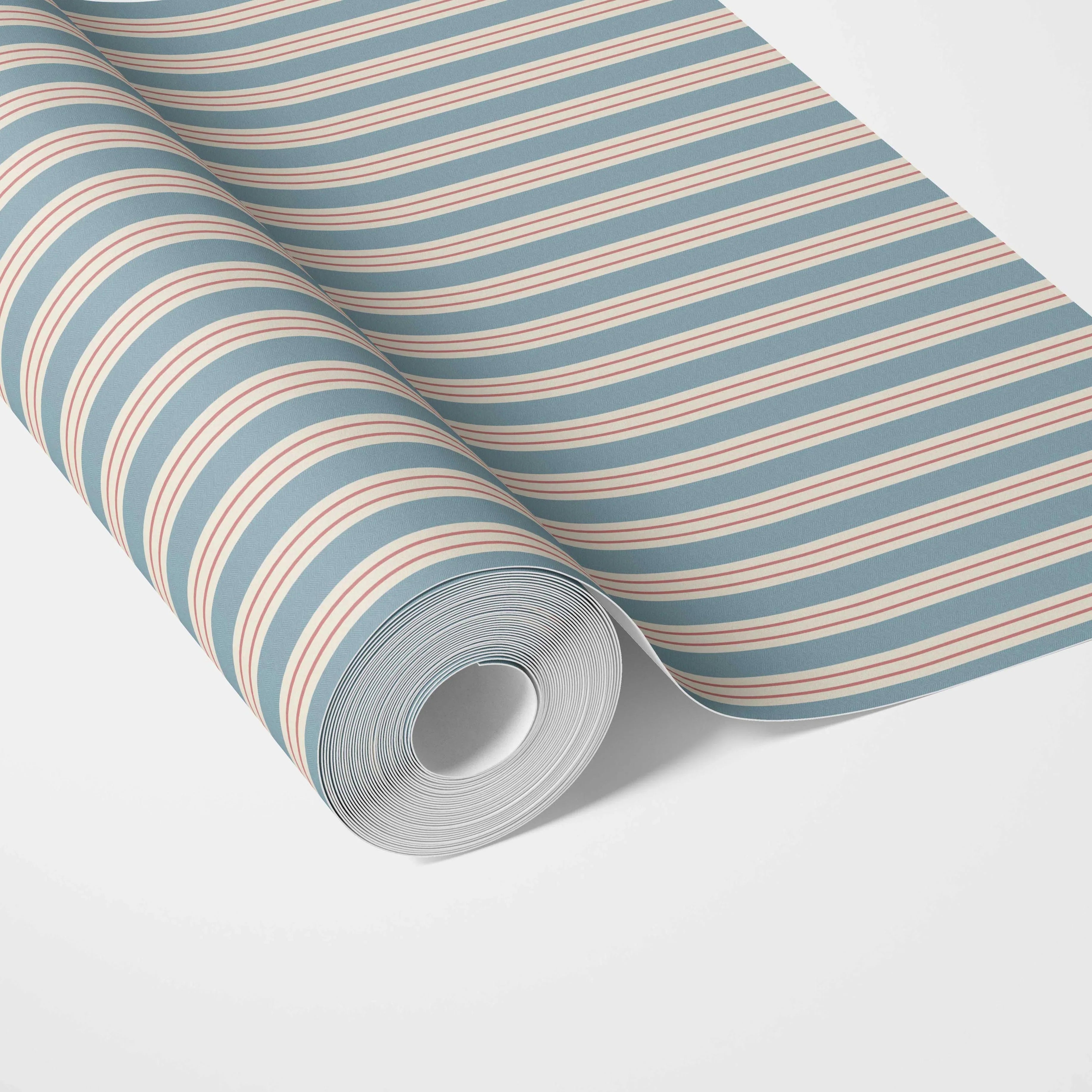 Geometric Striped Traditional Wallpaper (Blue)