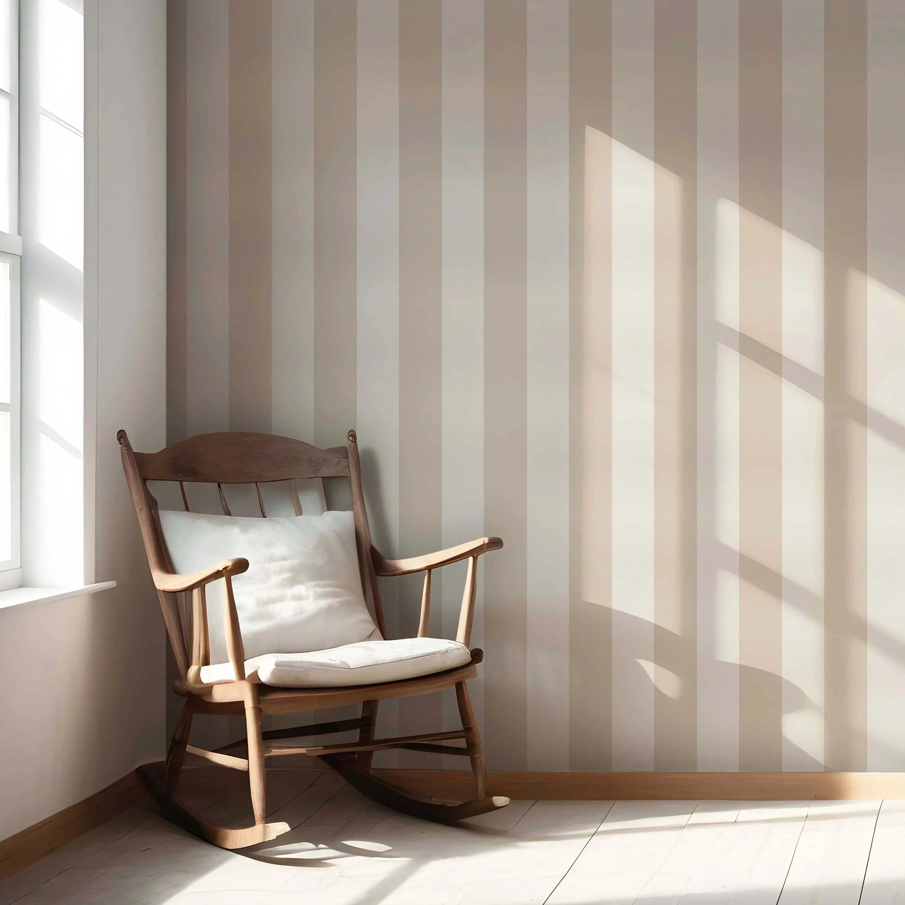 Geometric Striped Nursery Wallpaper Sample (Wheat Beige/ Cream)