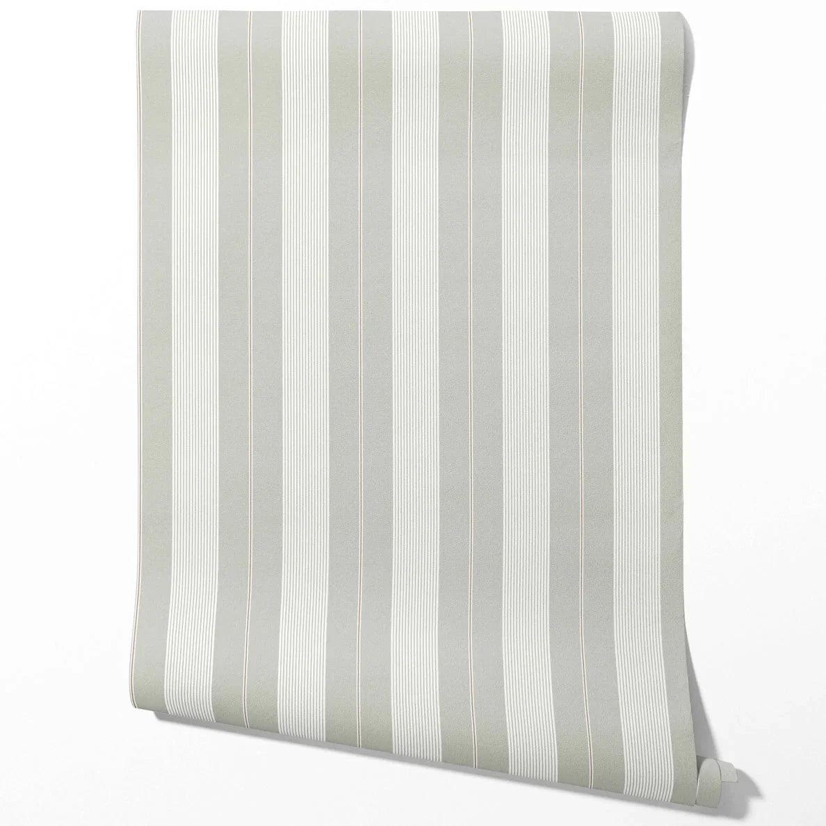 Neutral Geometric Striped Traditional Wallpaper Sample (Grey-Green)