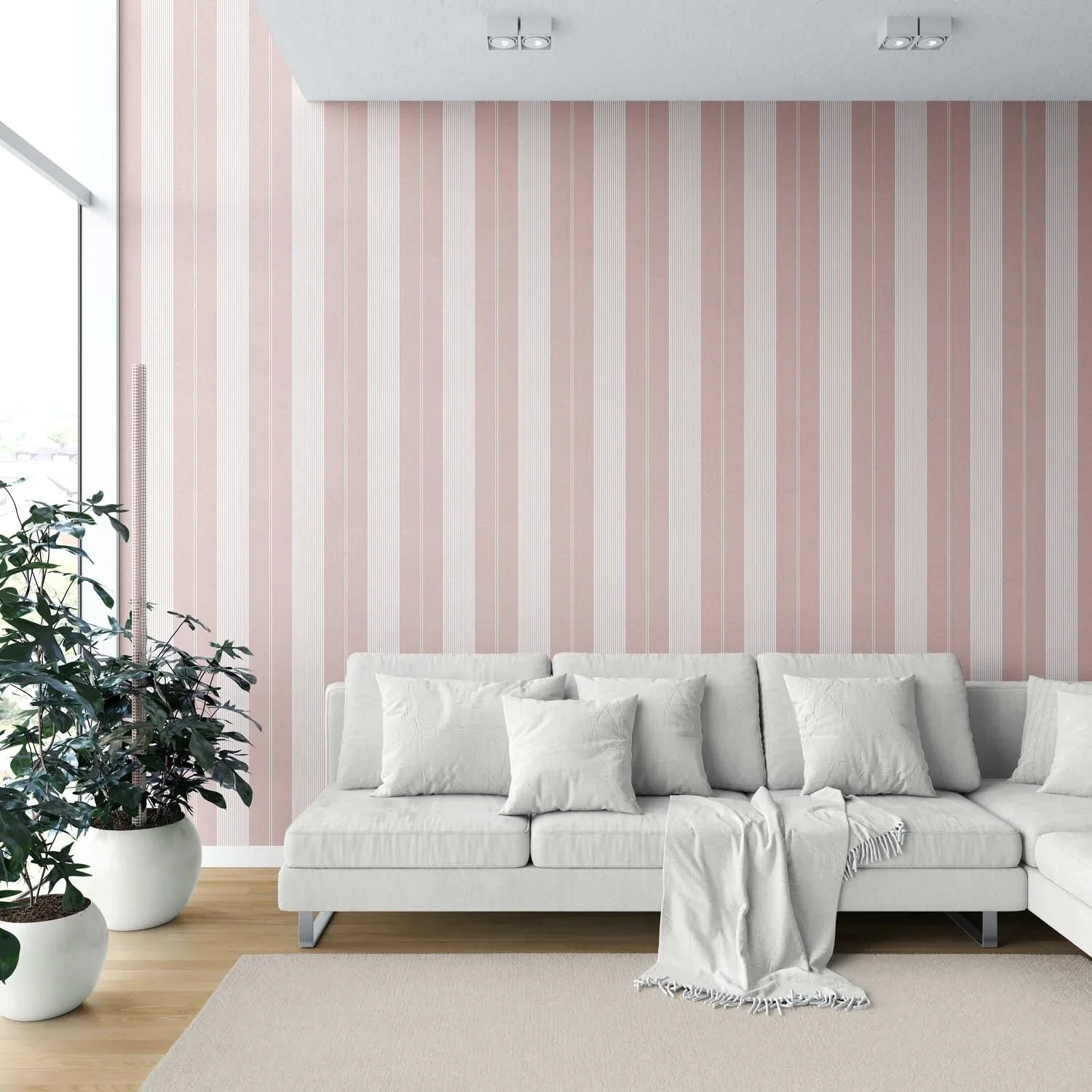 Geometric Striped Kitchen Wallpaper (Pink)