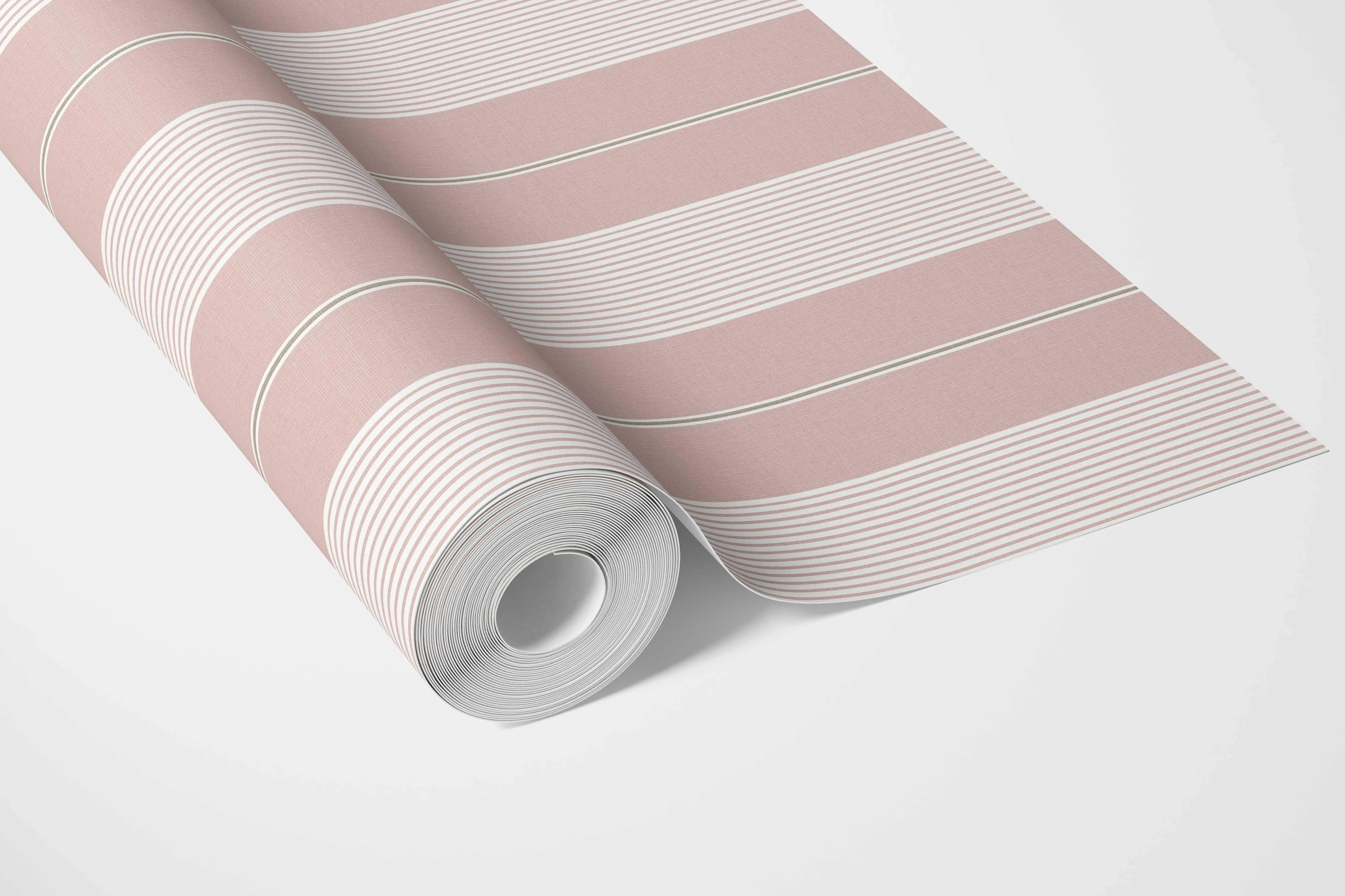 Geometric Striped Bathroom Wallpaper (Pink)