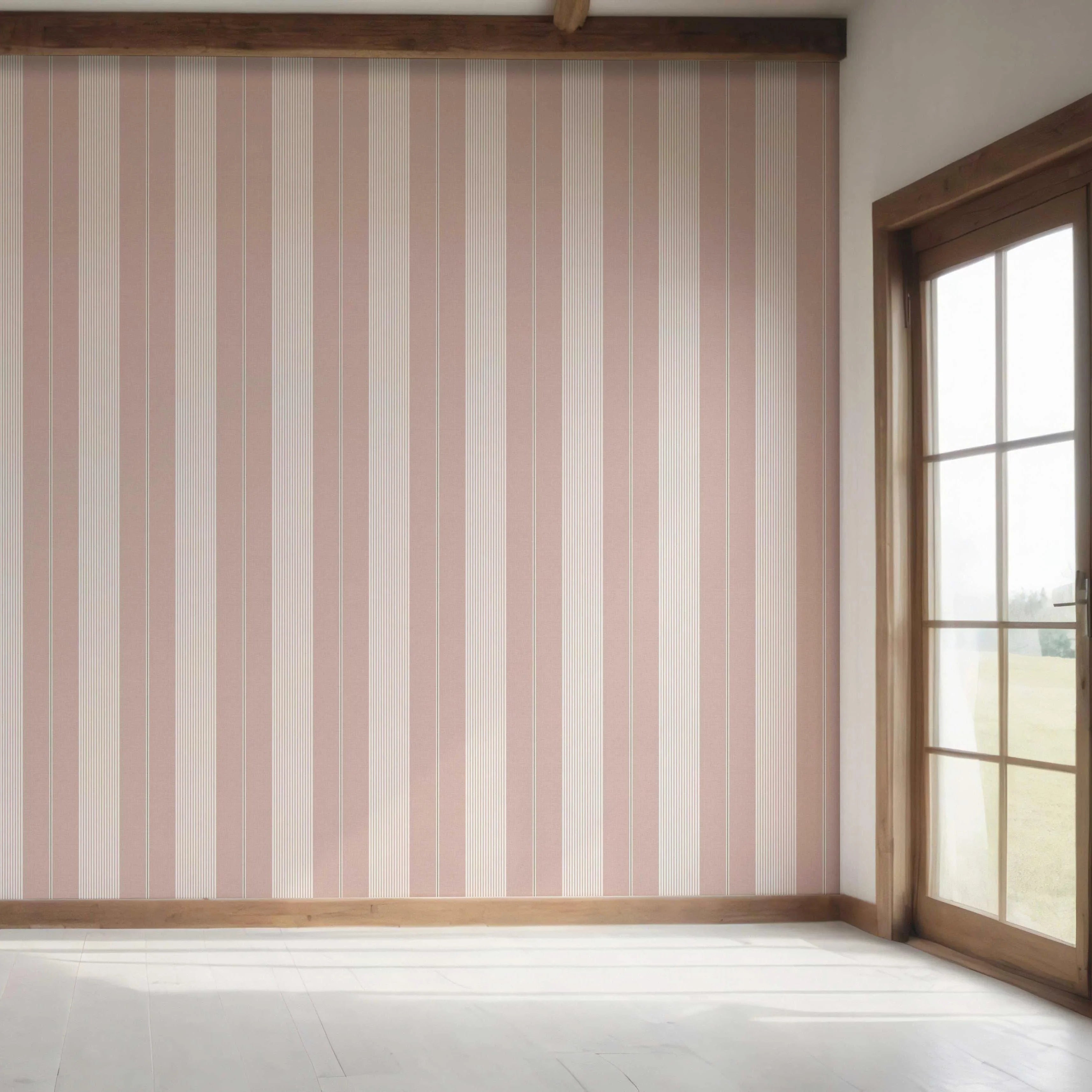 Geometric Striped Bedroom Wallpaper (Pink)
