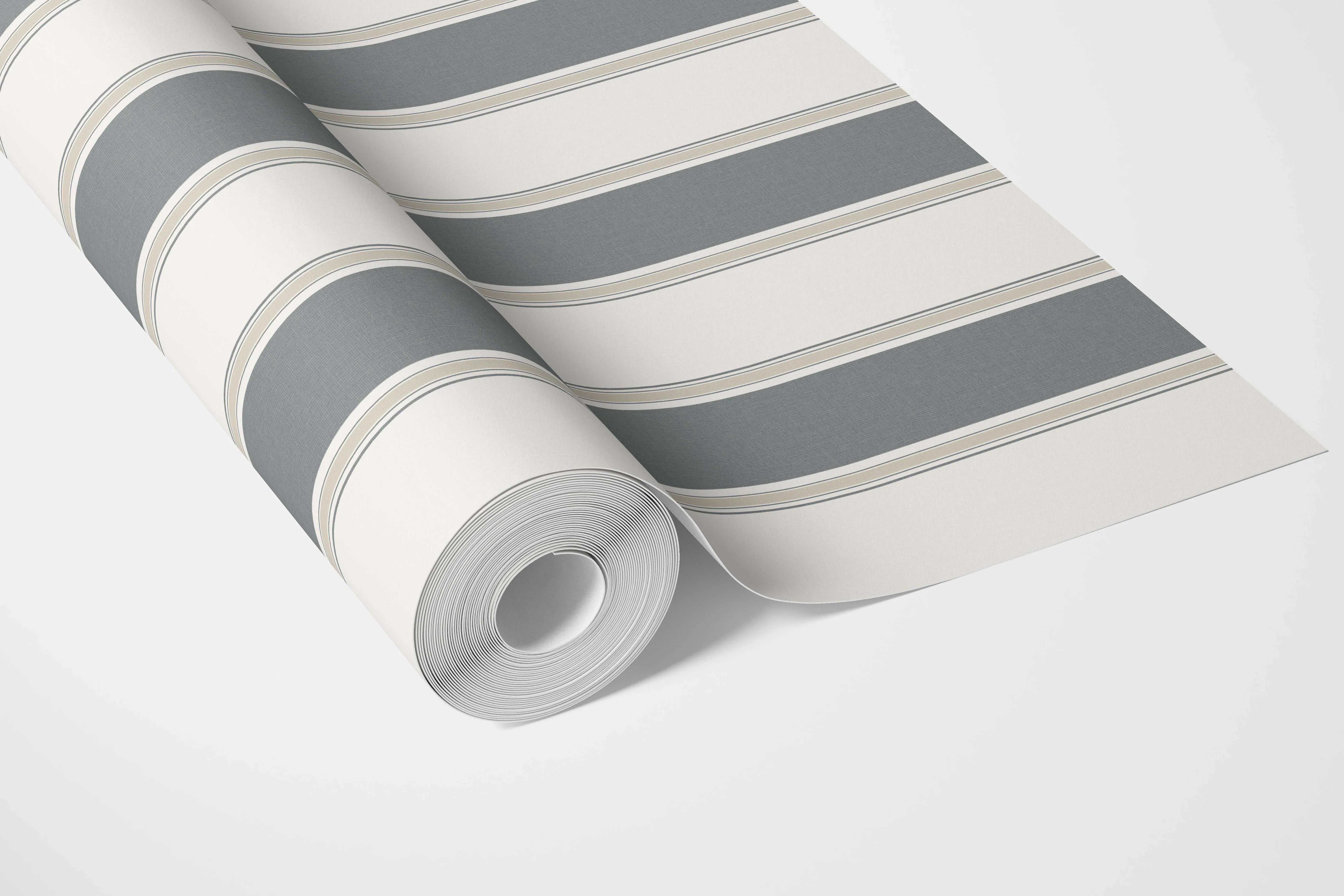 Neutral Geometric Striped Bathroom Wallpaper Sample (Slate Blue/ Grey)