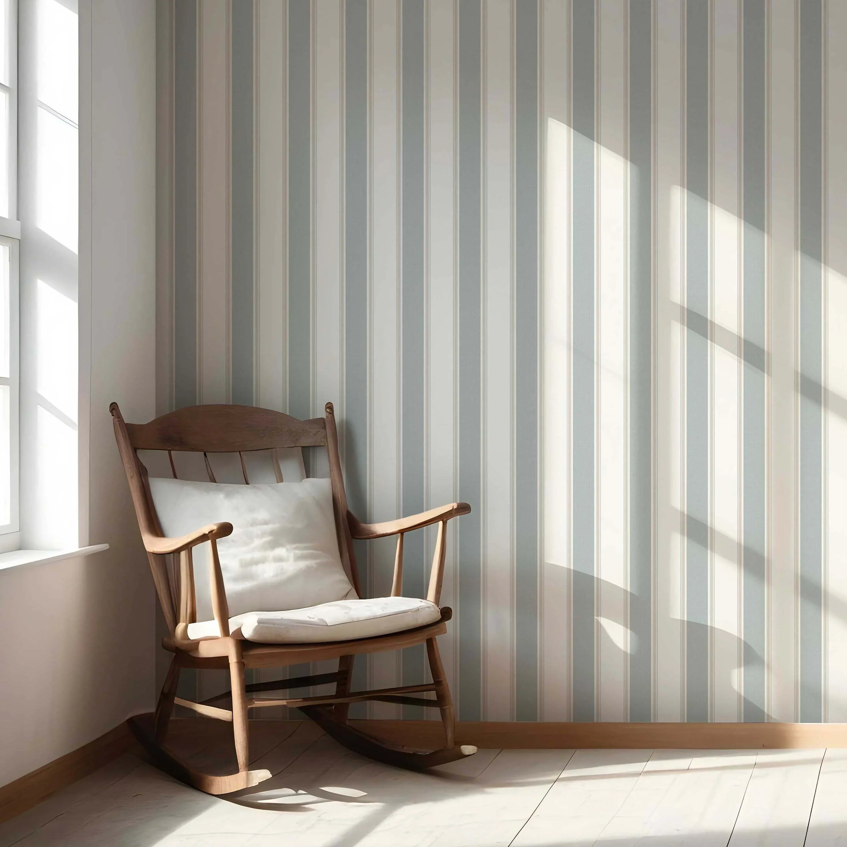 Geometric Striped Nursery Wallpaper Sample (Mint Green/ Grey)
