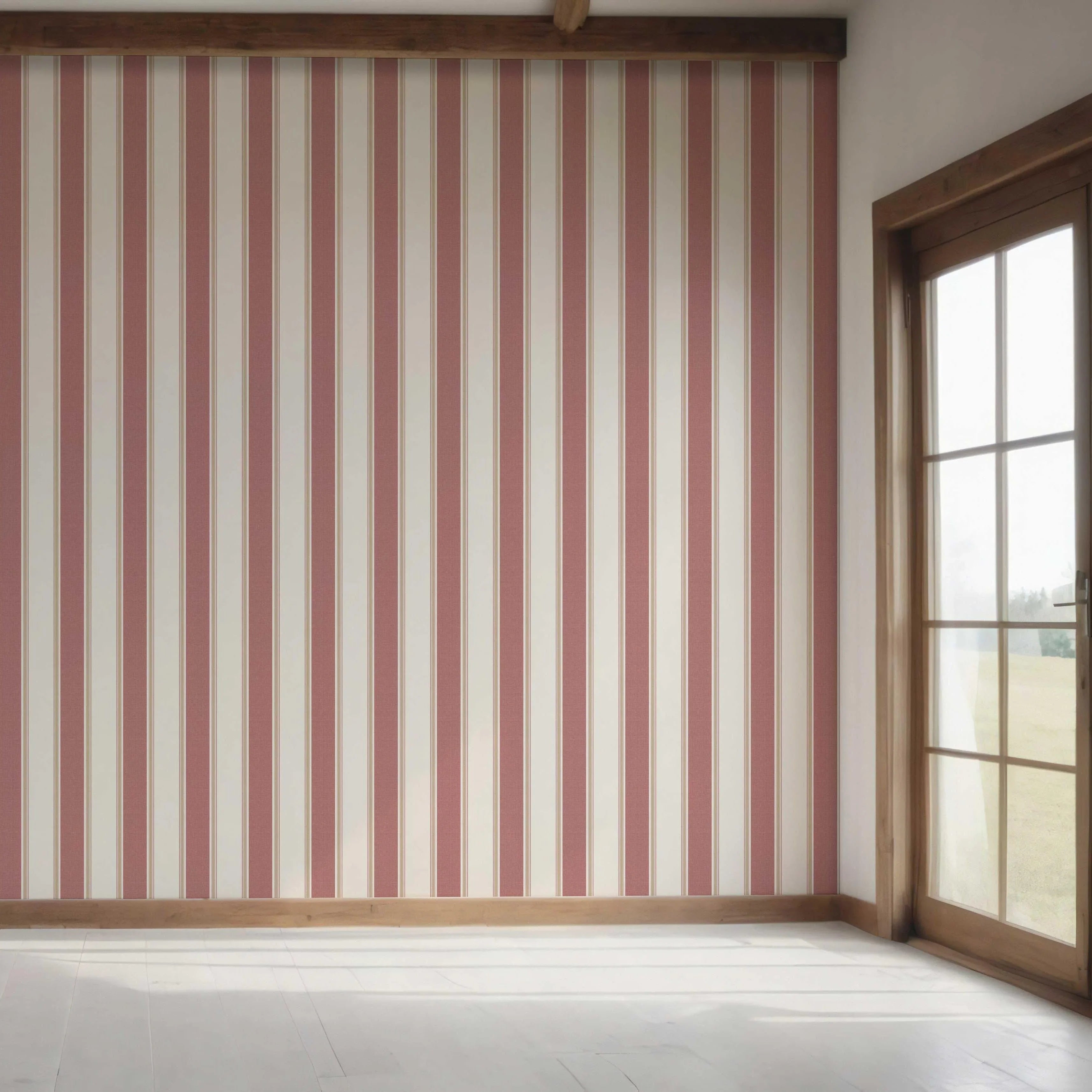Geometric Striped Bedroom Wallpaper Sample (Pastel Pink)