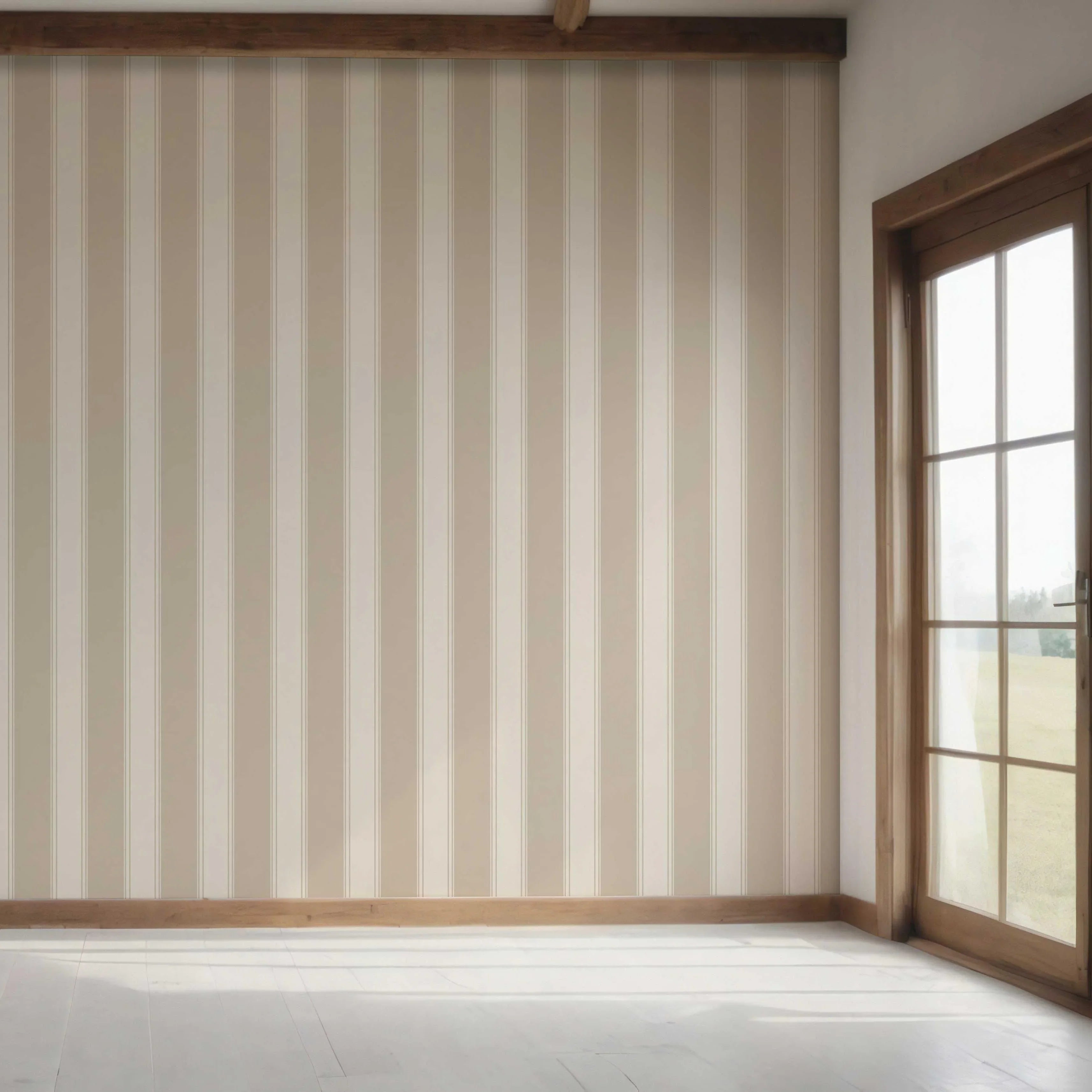 Neutral Geometric Striped Bedroom Wallpaper Sample (Beige/ Taupe)