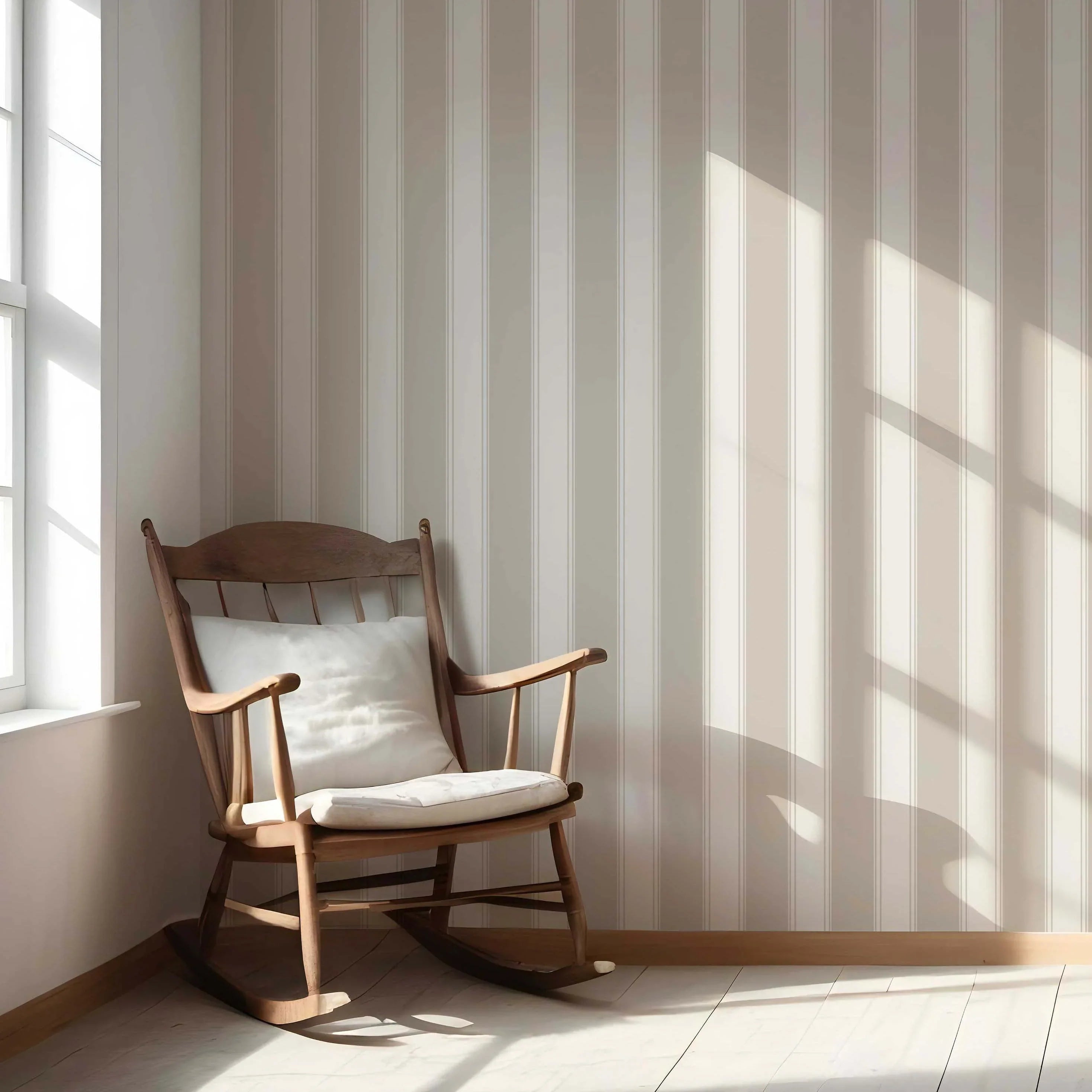 Neutral Geometric Striped Nursery Wallpaper Sample (Greige/ Taupe/ Warm Grey)
