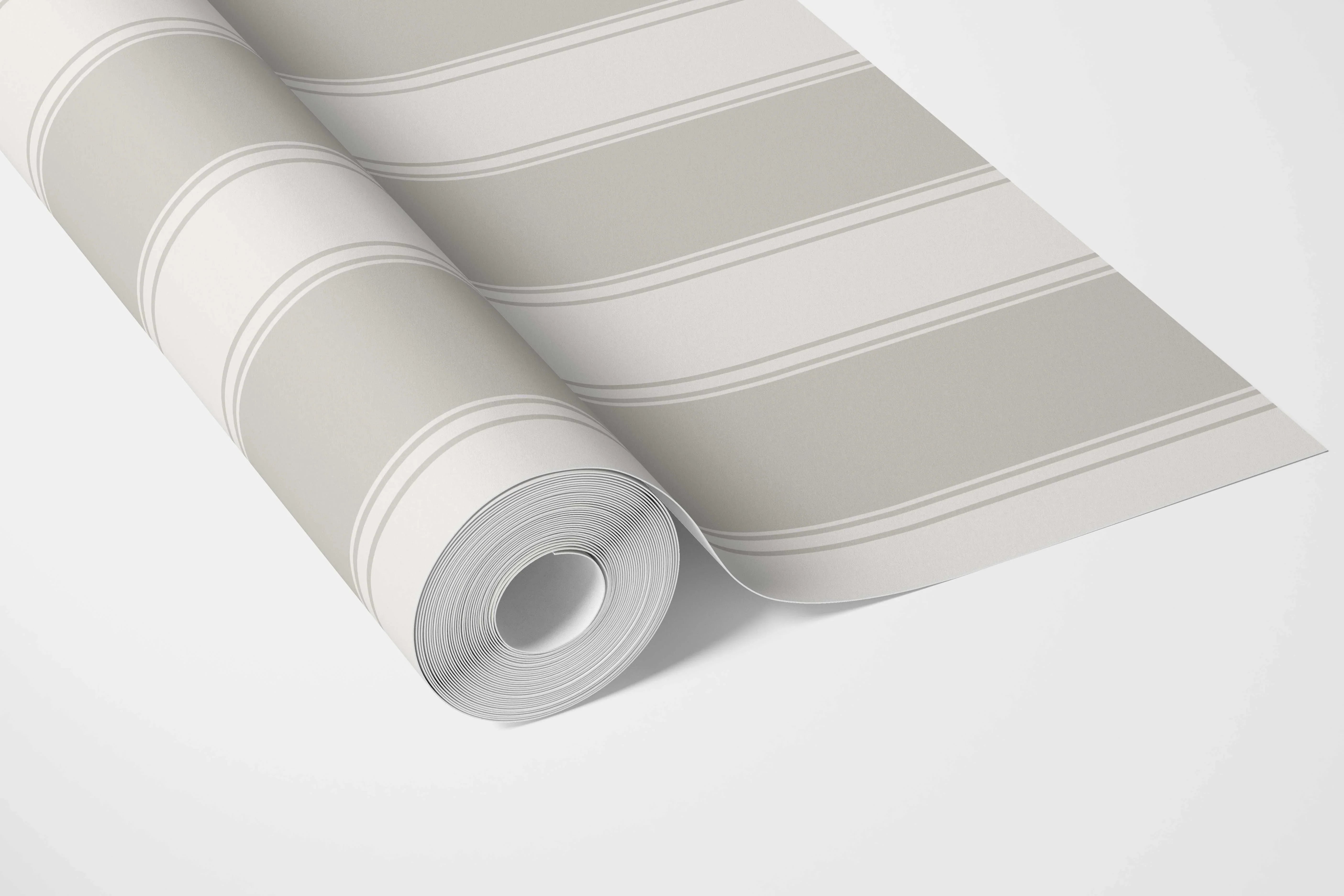 Neutral Geometric Striped Bathroom Wallpaper Sample (Greige/ Warm Grey)