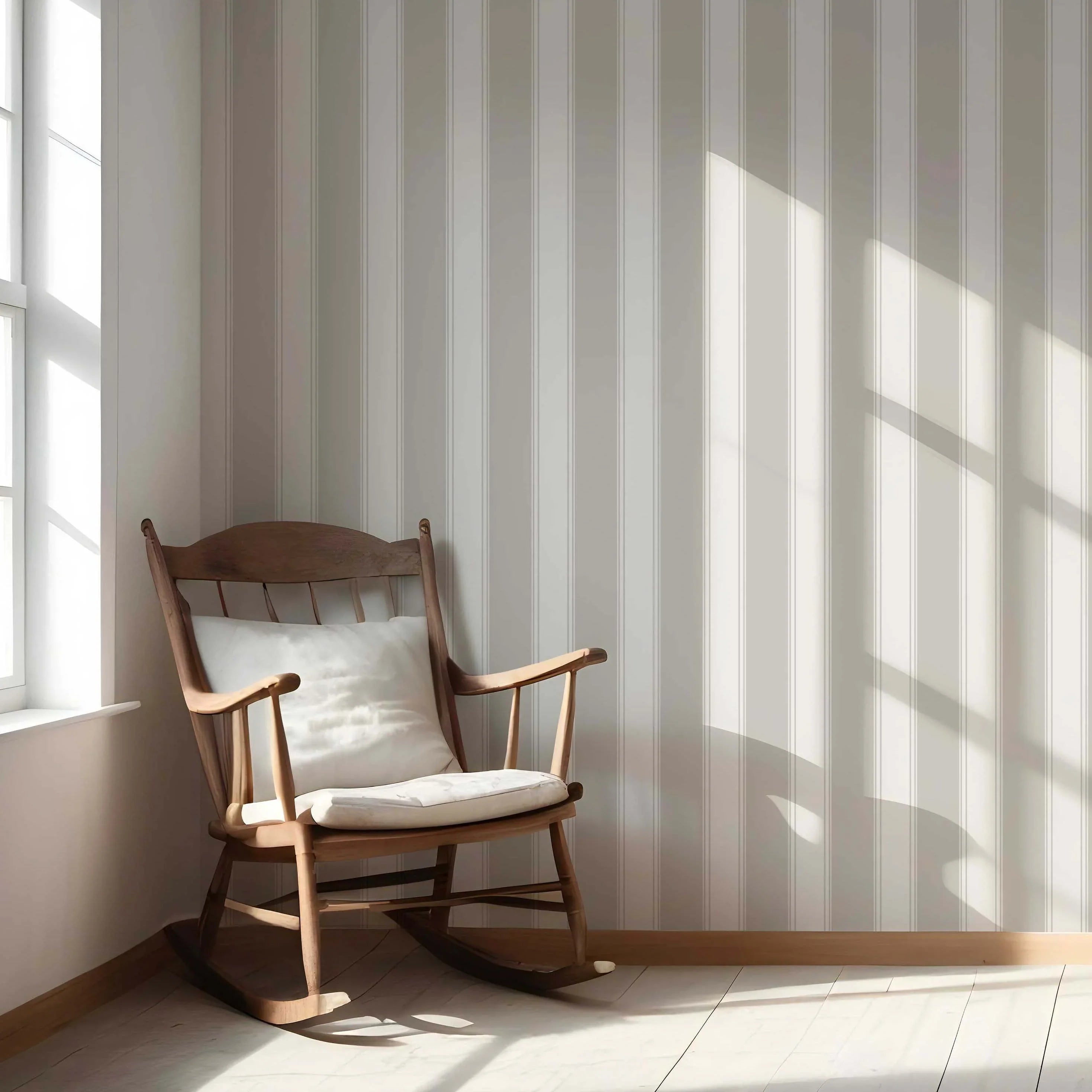 Neutral Geometric Striped Nursery Wallpaper (Greige/ Warm Grey)