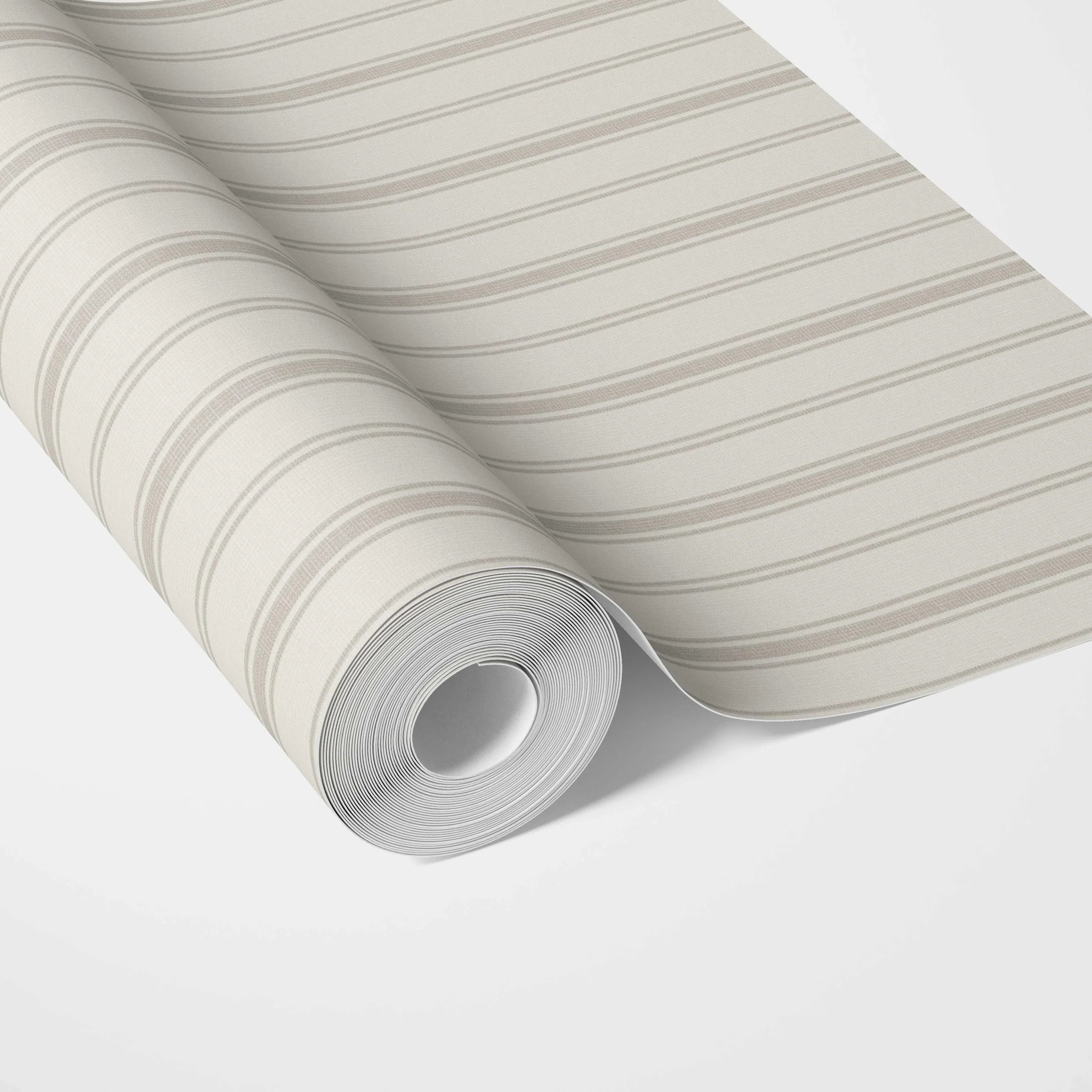 Neutral Geometric Striped Traditional Wallpaper (Cream/ Beige/ Grey)