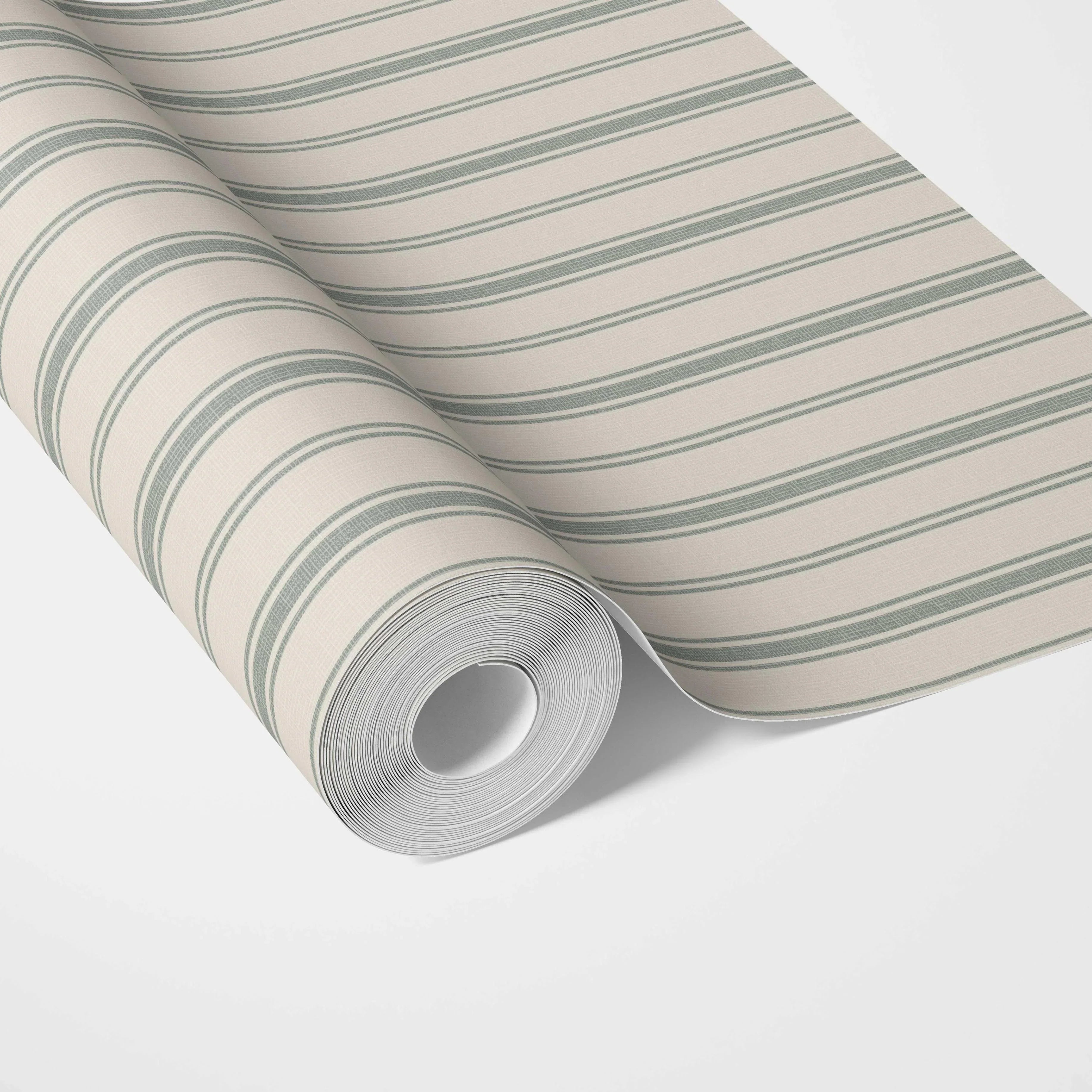 Geometric Striped Traditional Wallpaper (Sage Green/ Cream)