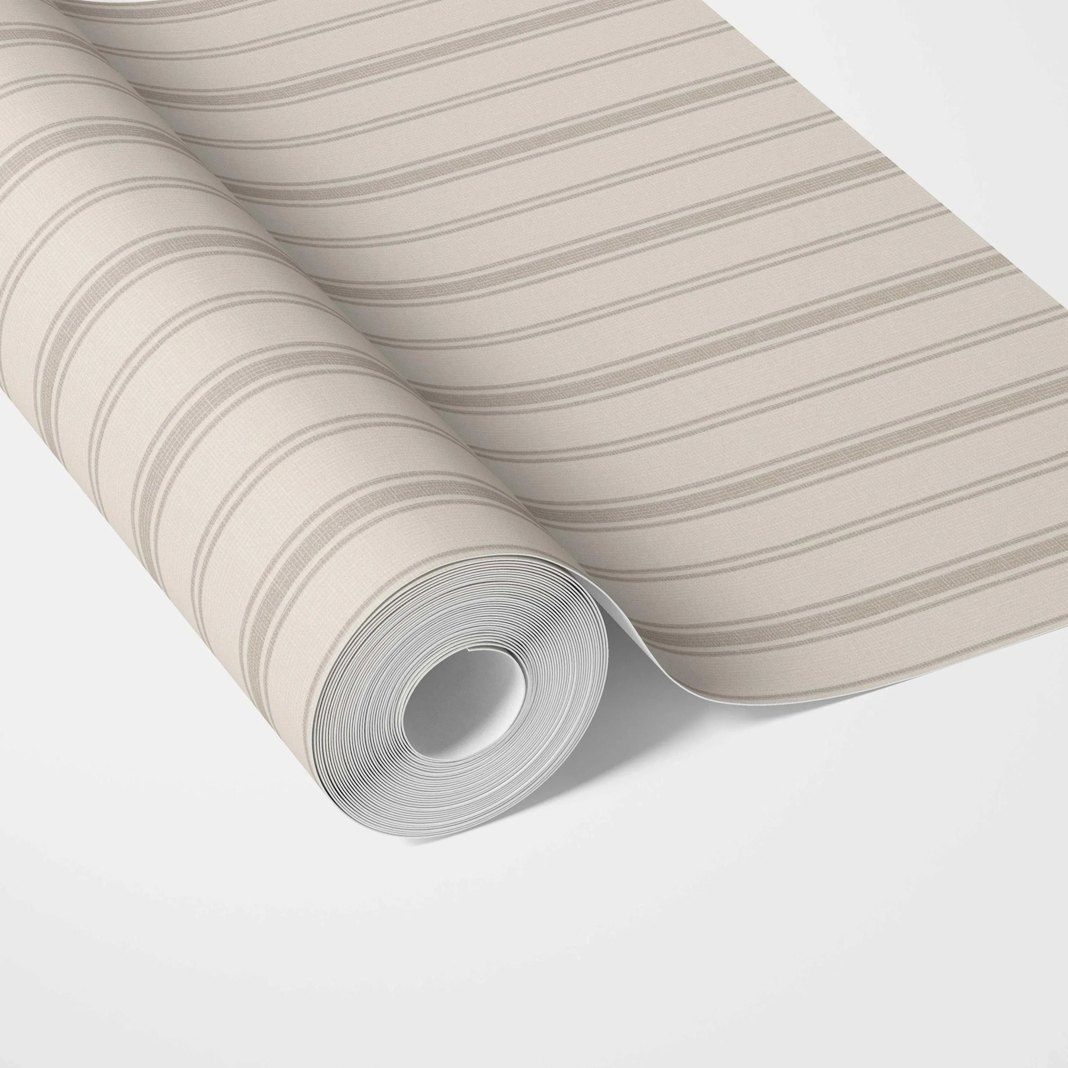 Neutral Geometric Striped Traditional Wallpaper Sample (Beige/ Greige/ Taupe)