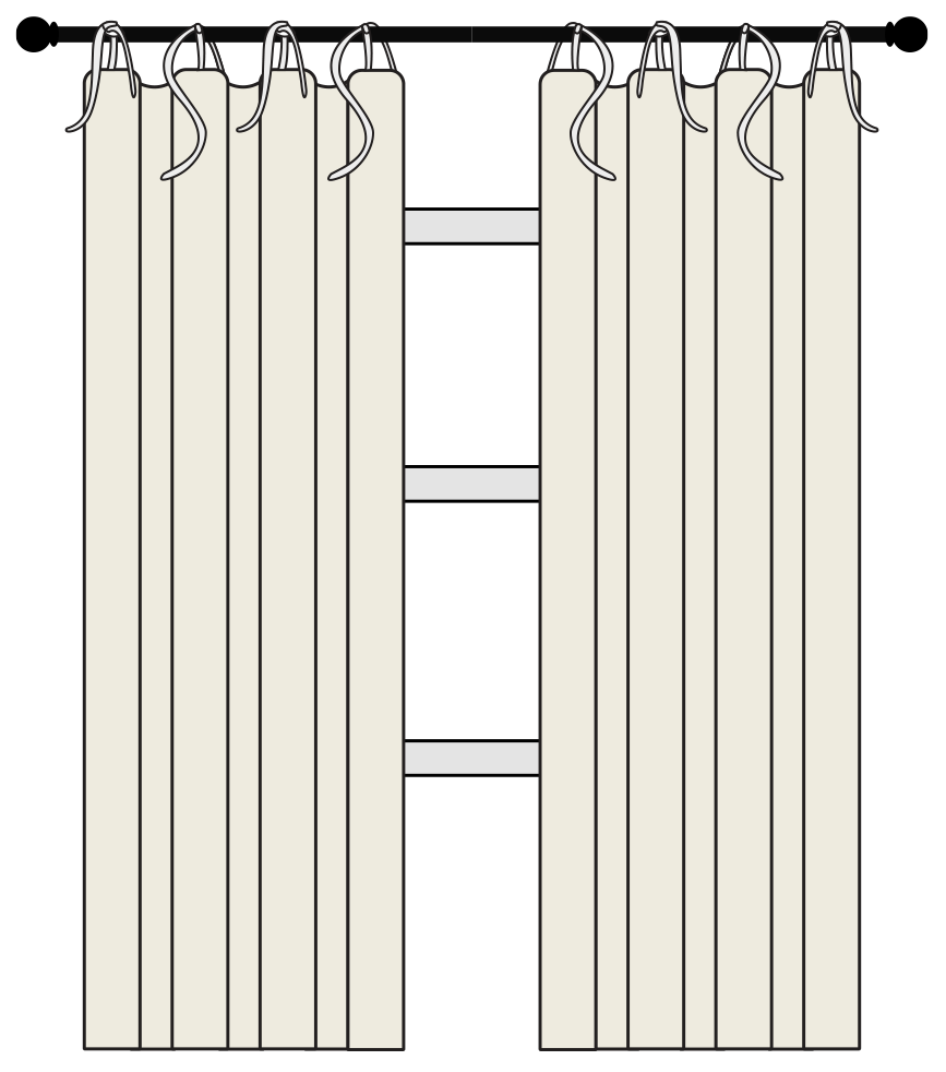Tie Top drapery illustration