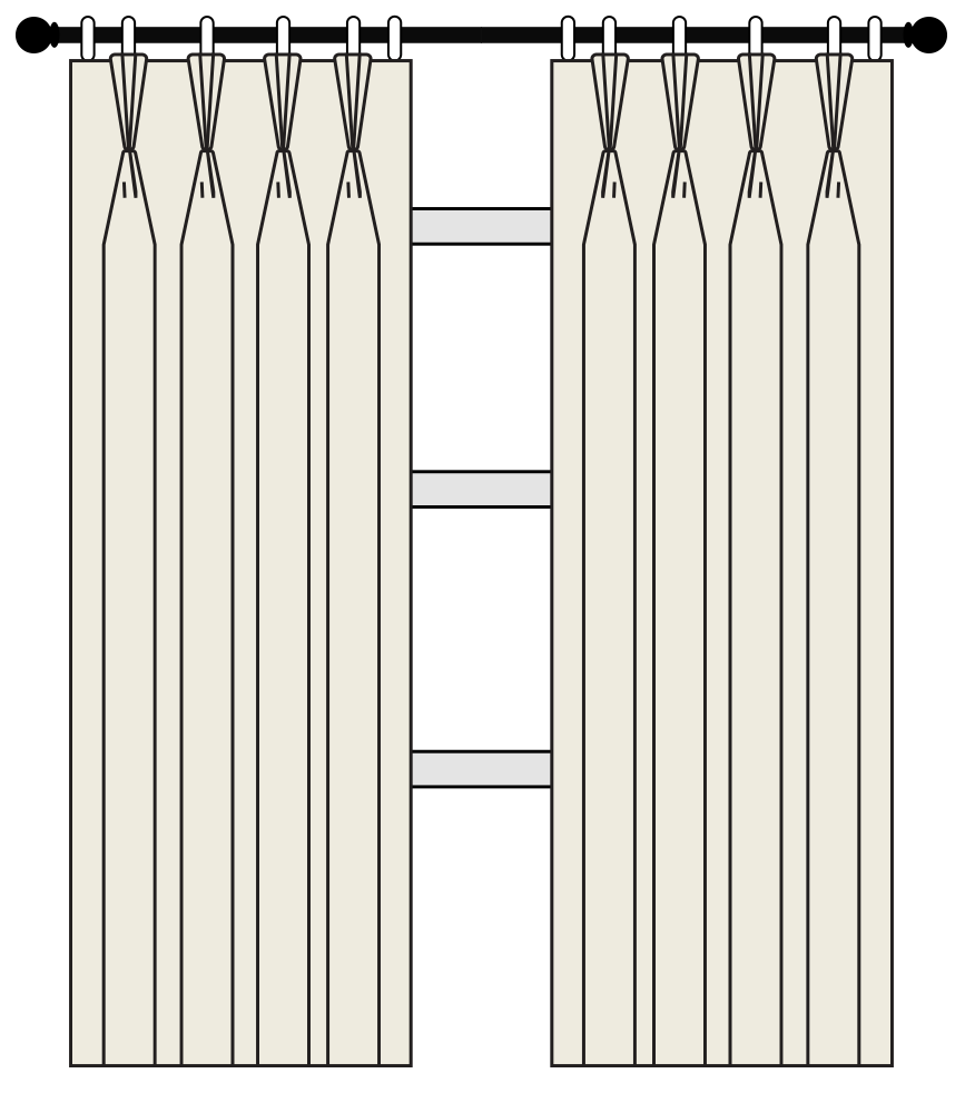 Triple pinch pleat curtains illustration
