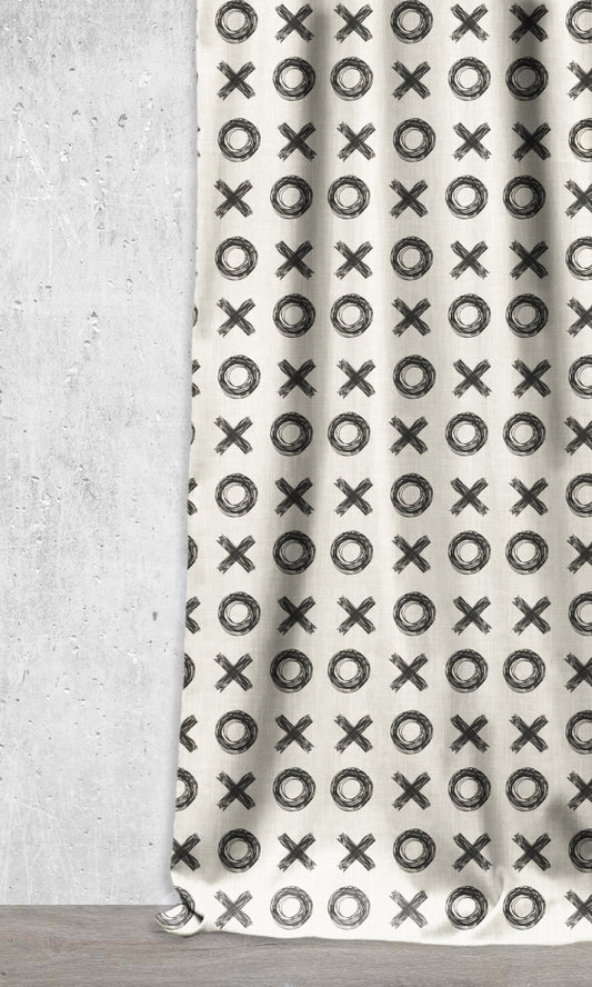 Print Home Décor Fabric By the Metre (Black/ Milky White)