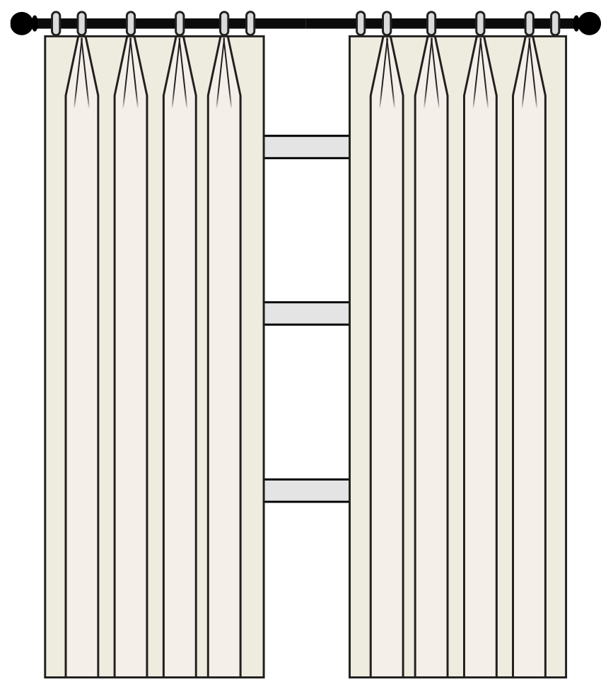 Euro triple pinch pleat illustration