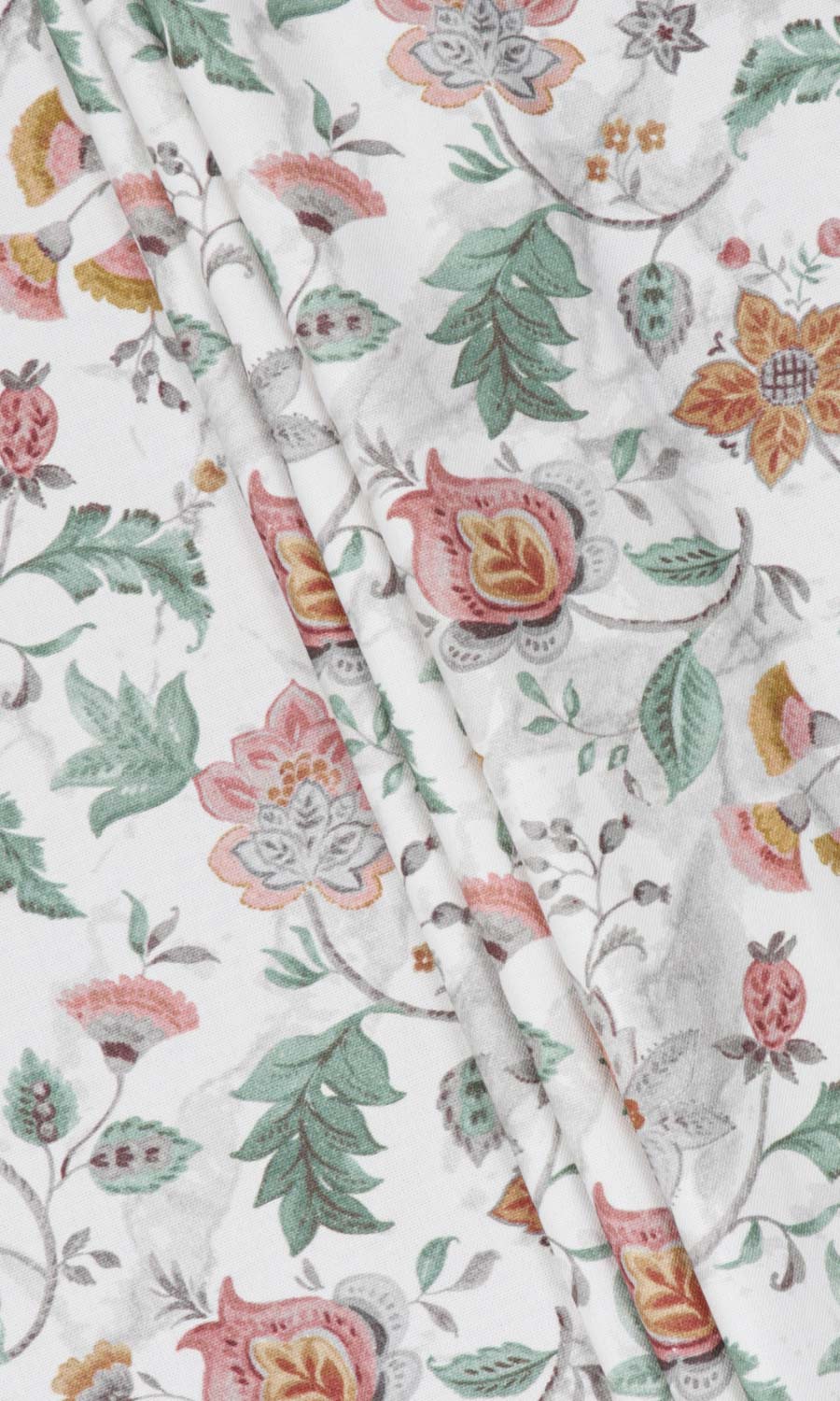 Floral Cotton Fabric Sample for Curtains & Drapes (Red/ Pink/ Green)